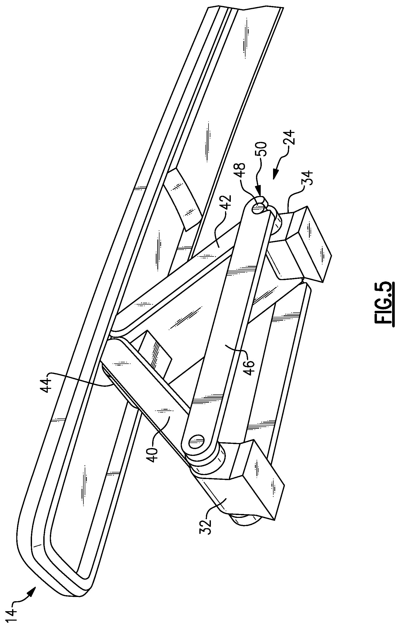 Patent US12304431 Figure 5 – Vehicle with selectively deployable roof rails