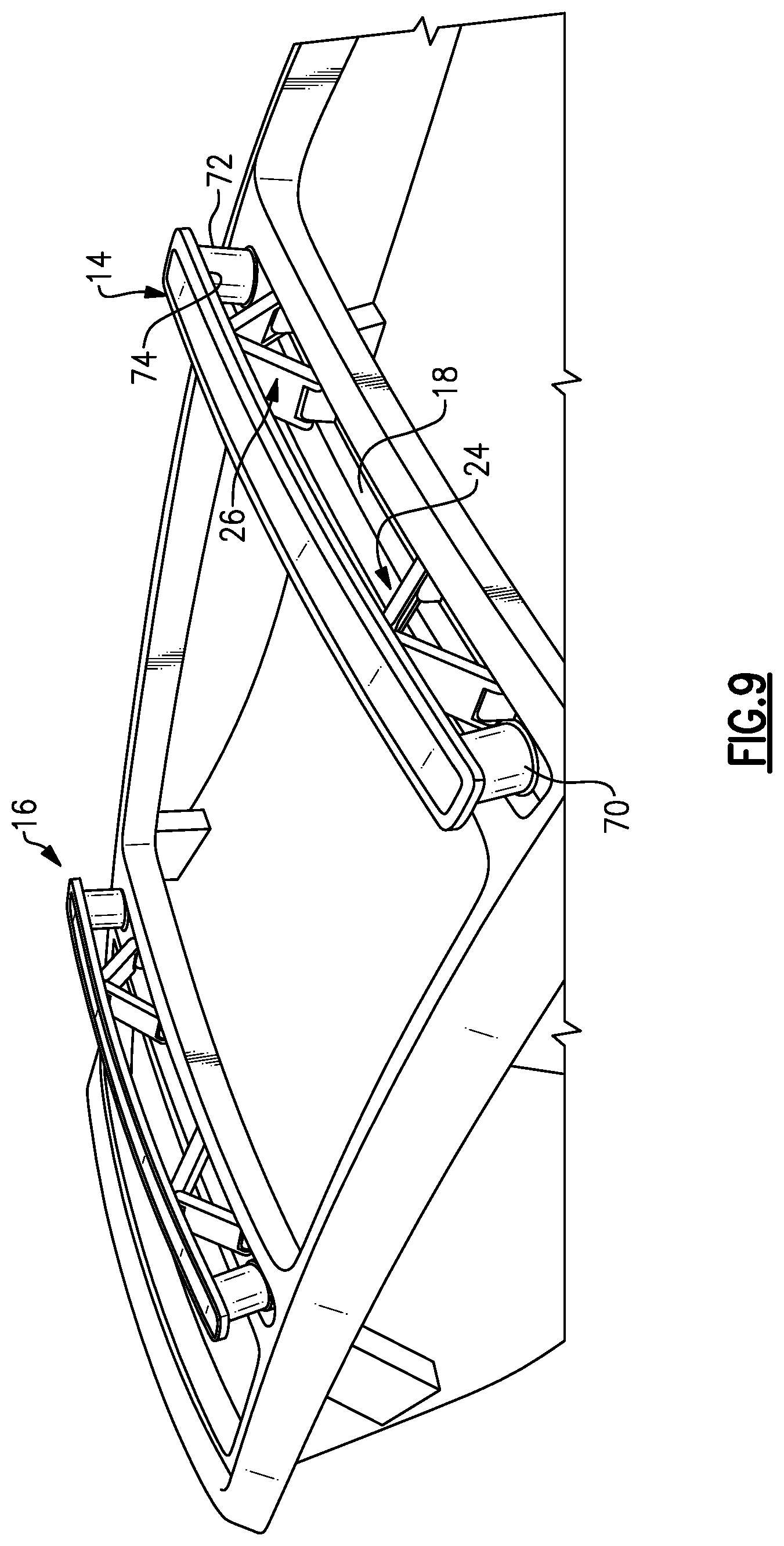 Patent US12304431 Figure 8 – Vehicle with selectively deployable roof rails
