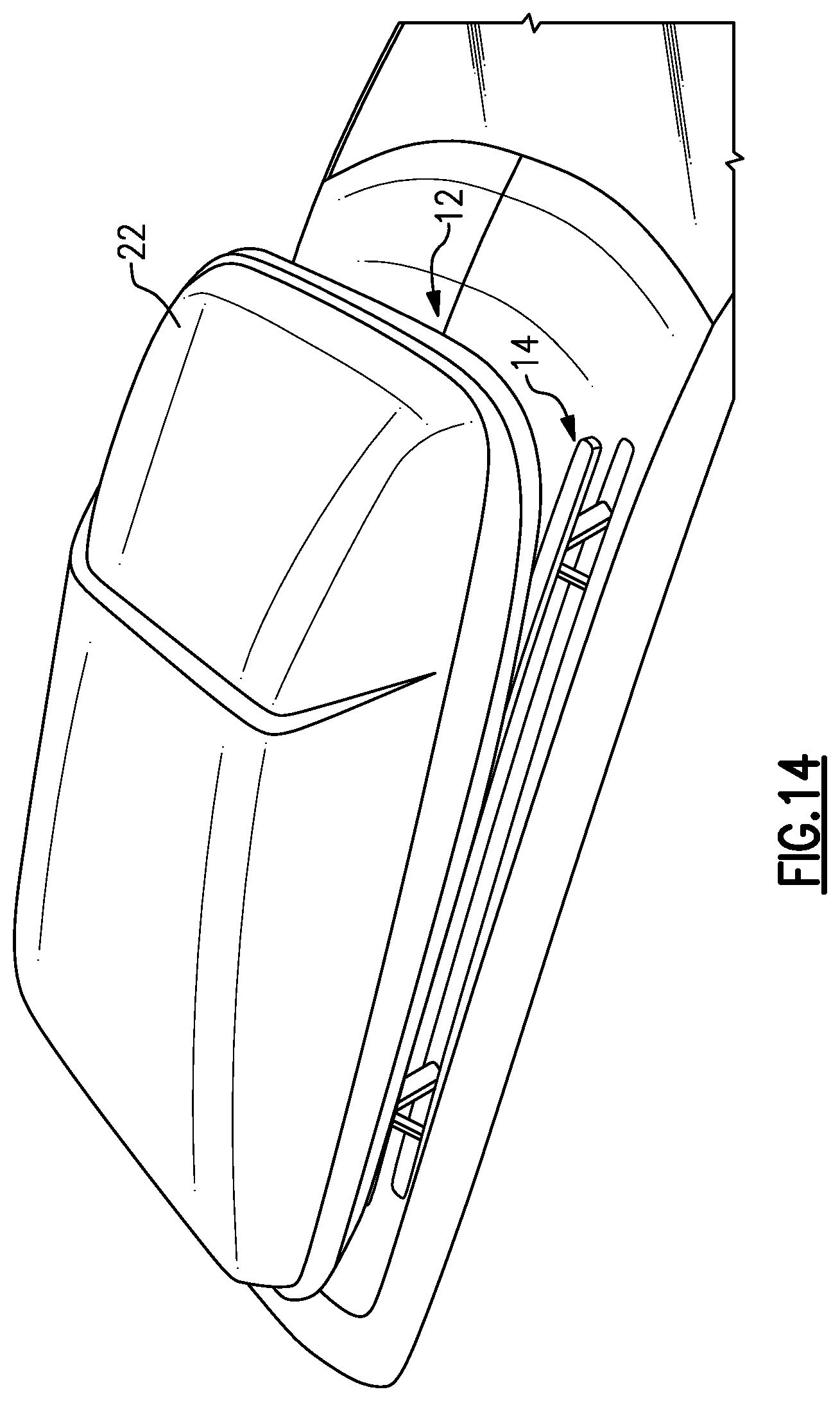 Patent US12304431 Figure 13 – Vehicle with selectively deployable roof rails