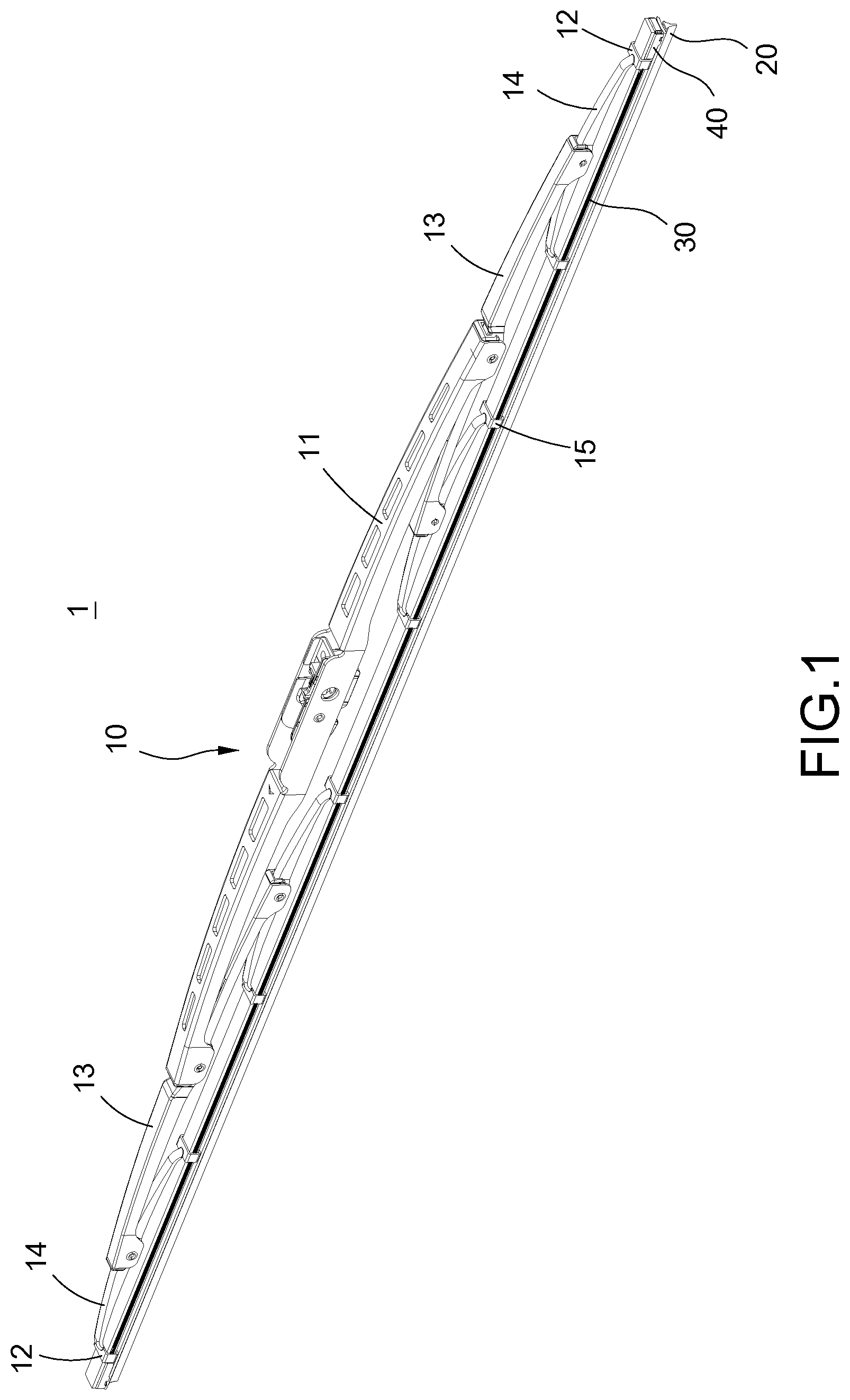Patent US12304433 Figure 1 – Windshield wiper assembly structure