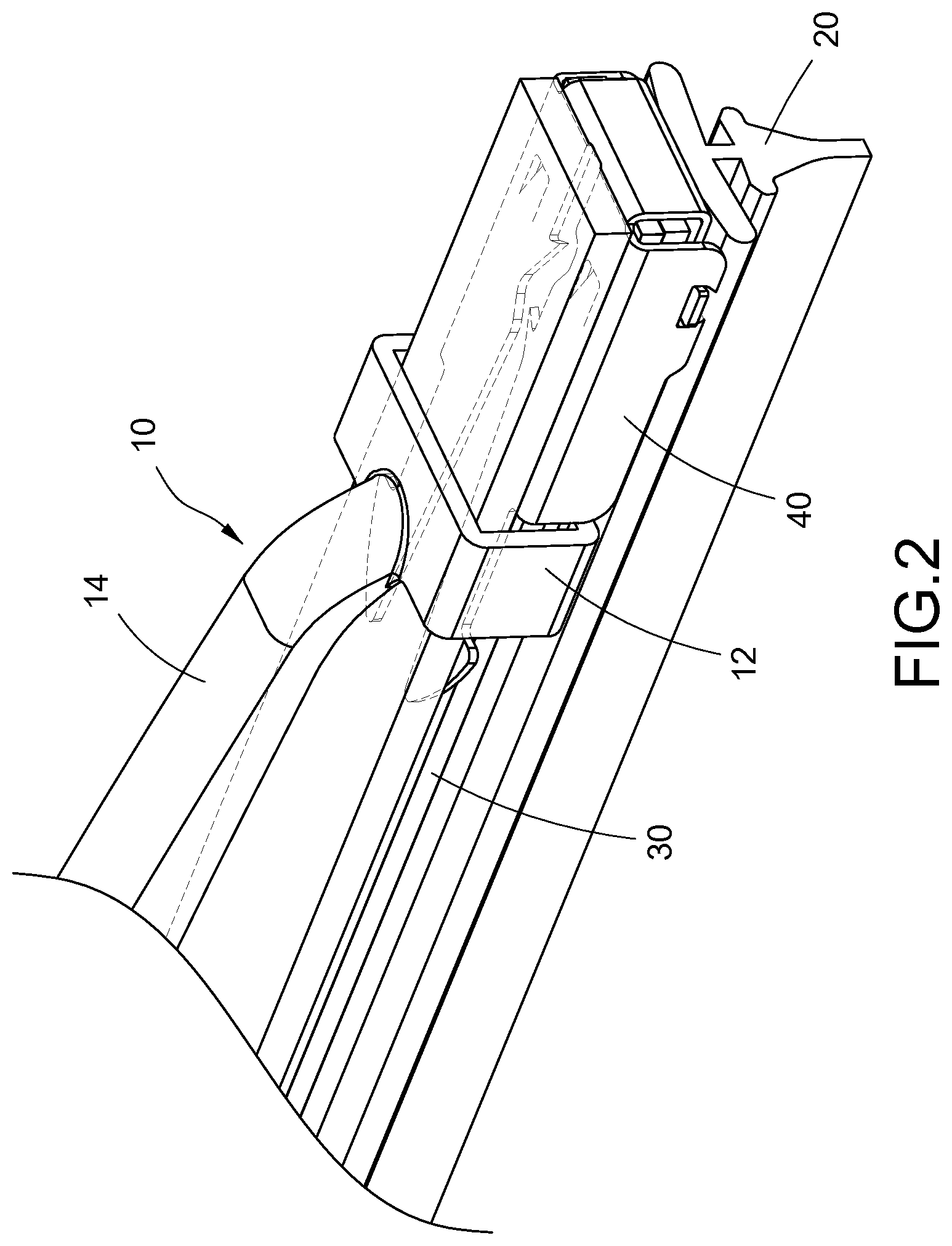 Patent US12304433 Figure 2 – Windshield wiper assembly structure