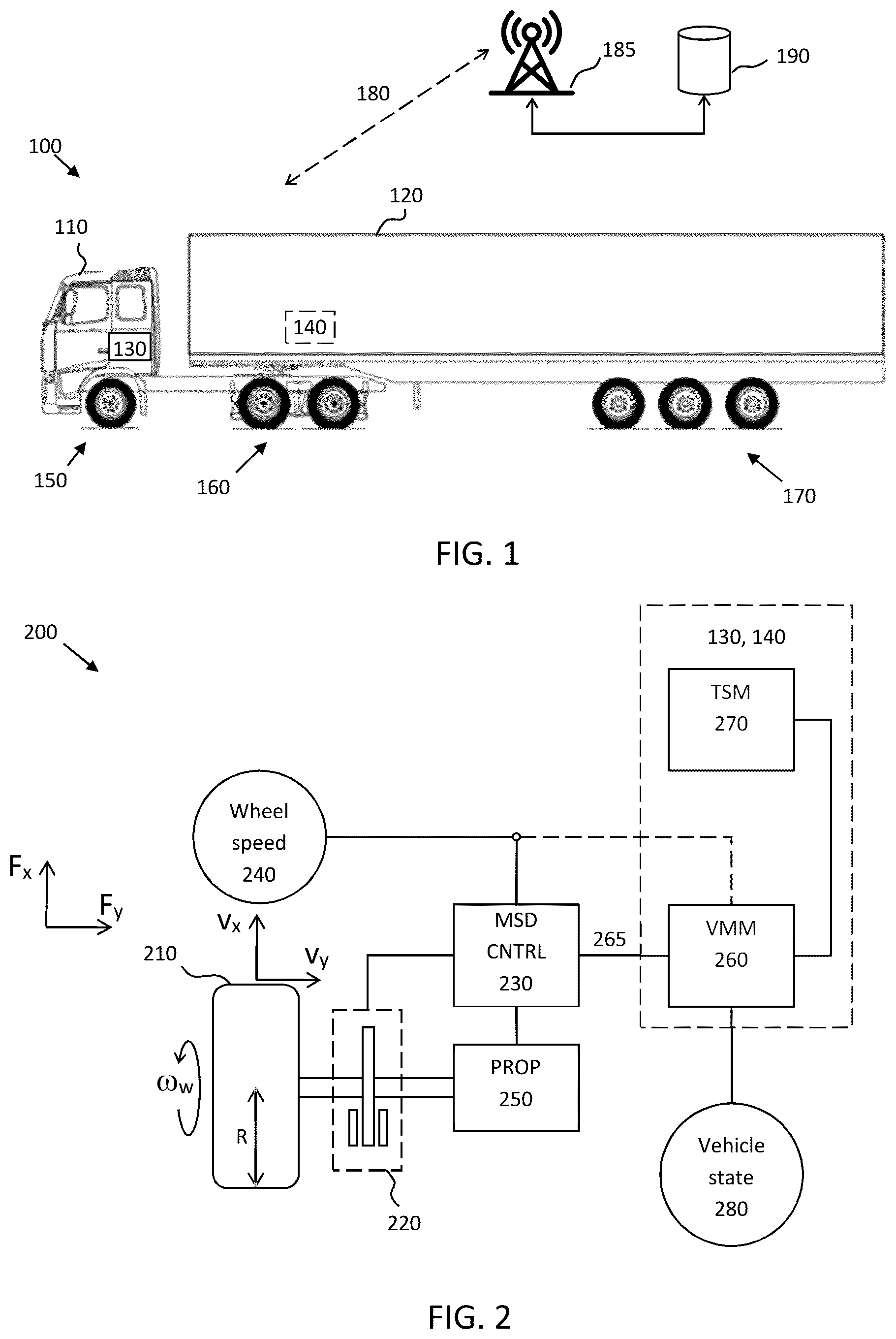 Patent US12304447 Figure 1 – Wheel slip based vehicle motion management for heavy duty vehicles
