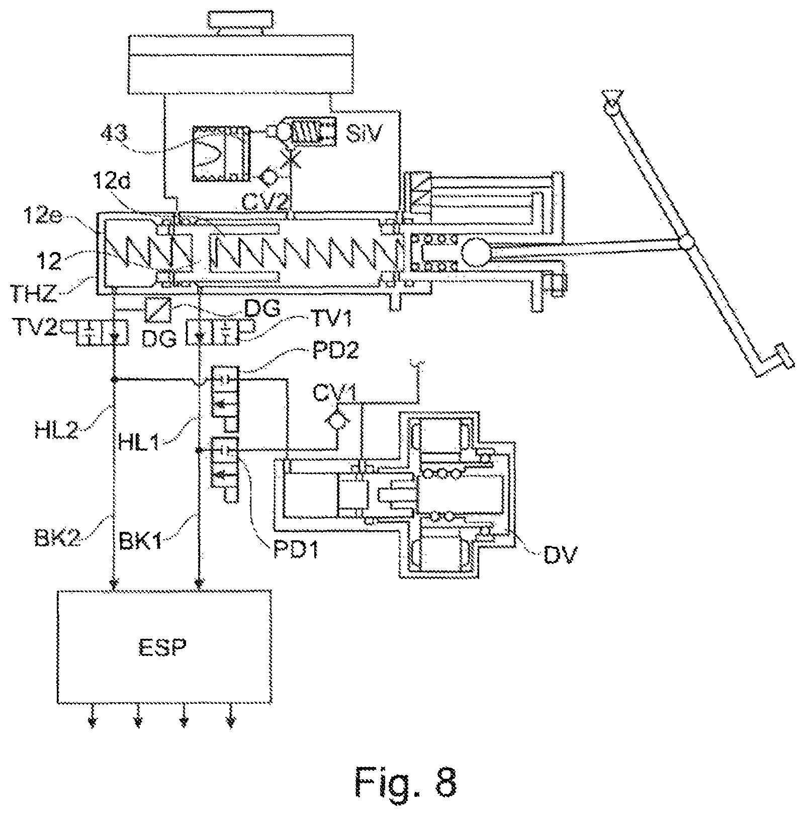 Patent US12304451 Figure 8 – Brake system