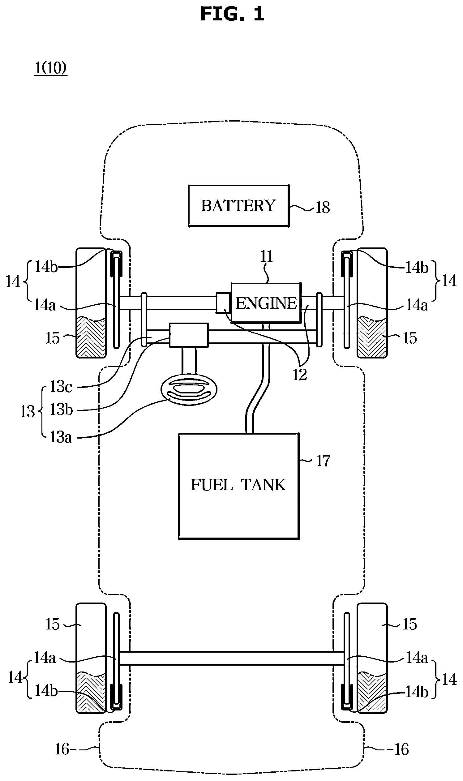 Patent US12304454 — Vehicle and method of controlling vehicle — Figure 1