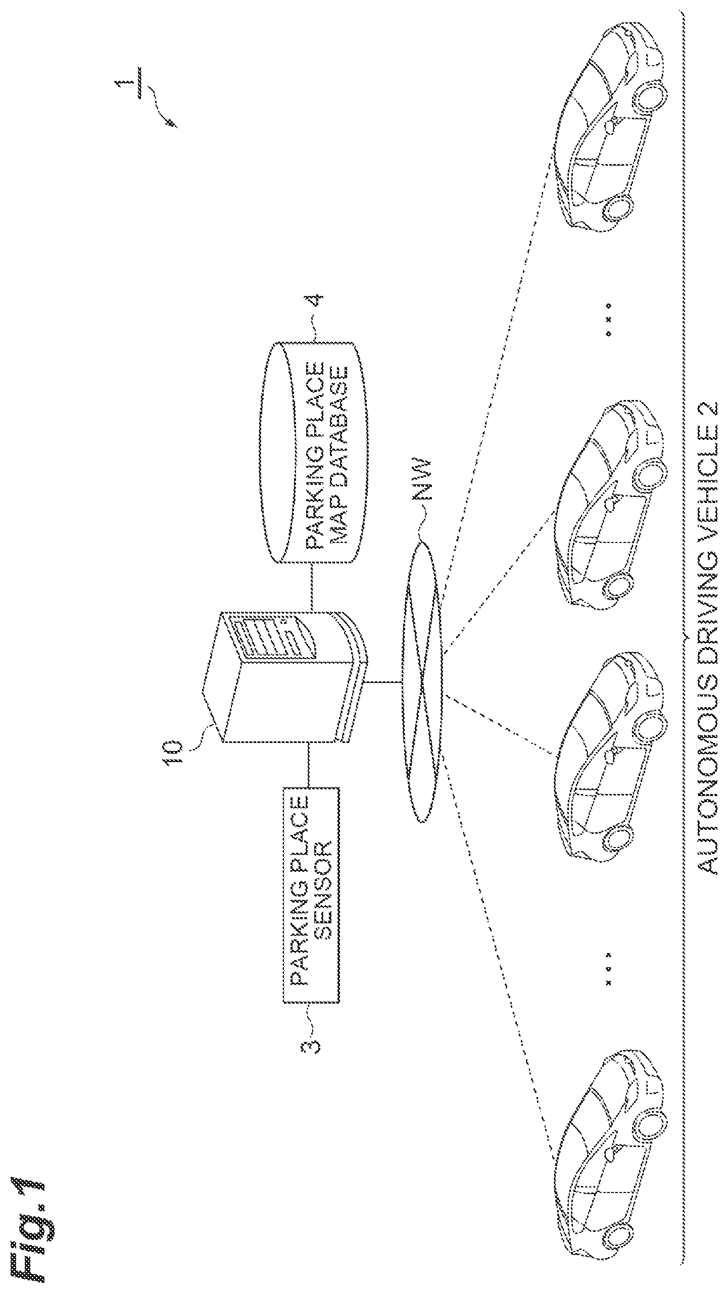 Patent US12304458 Figure 1 – Automated valet parking system, control method of automated valet parking system, and autonomous driving vehicle