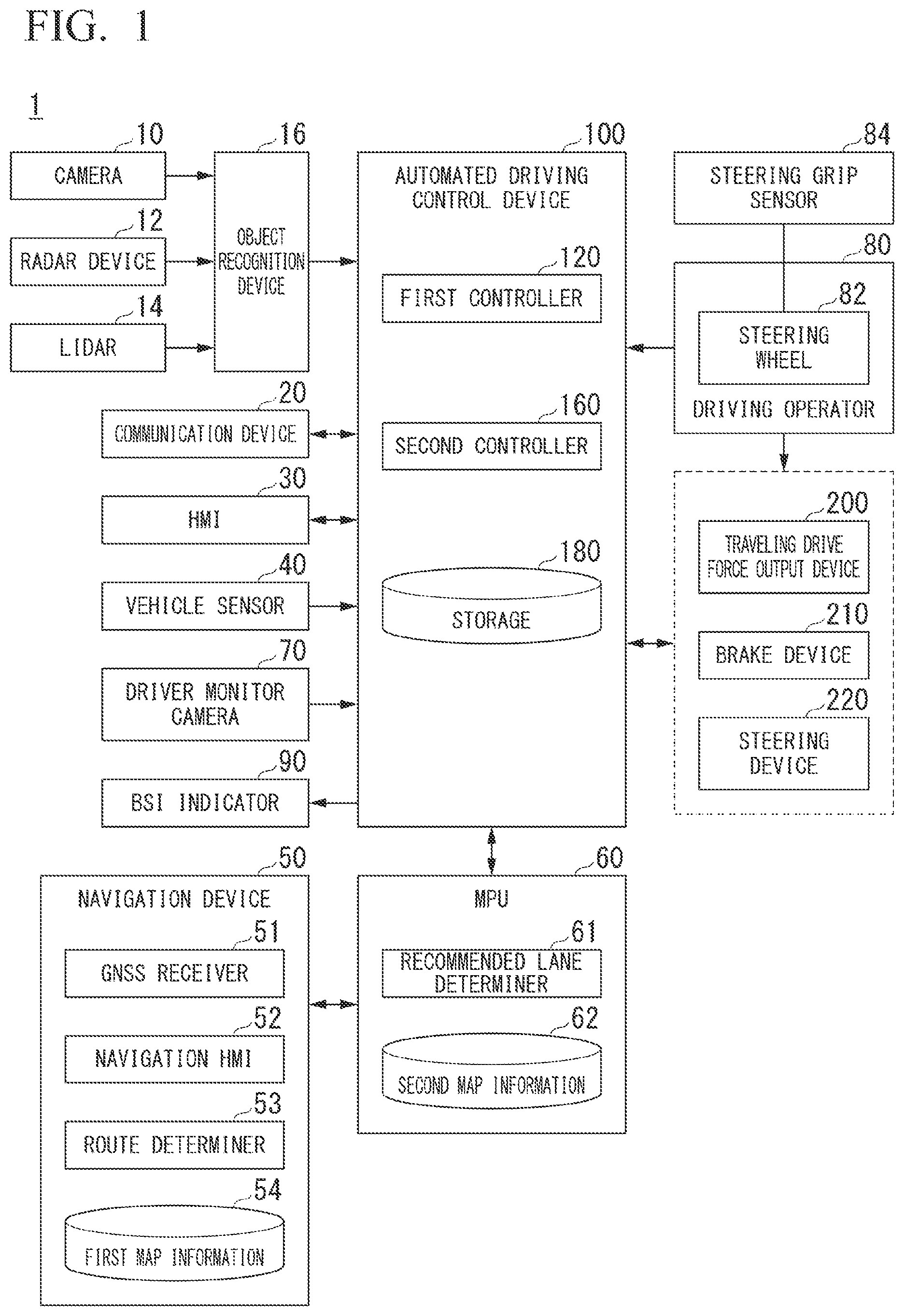 Patent US12304473 Figure 1 – Vehicle control device, vehicle control method, and storage medium