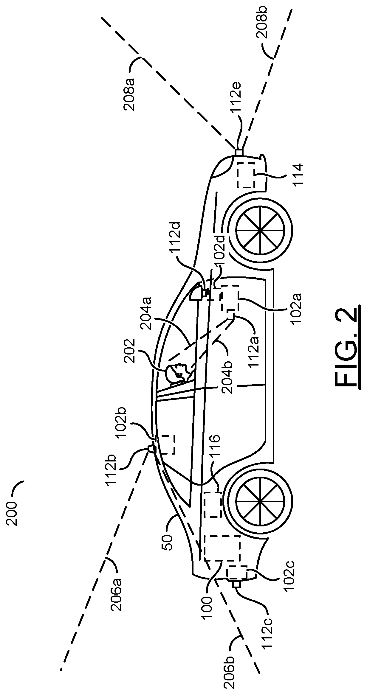 Patent US12304475 Figure 2 – Automatic collision detection, warning, avoidance and prevention in parked cars