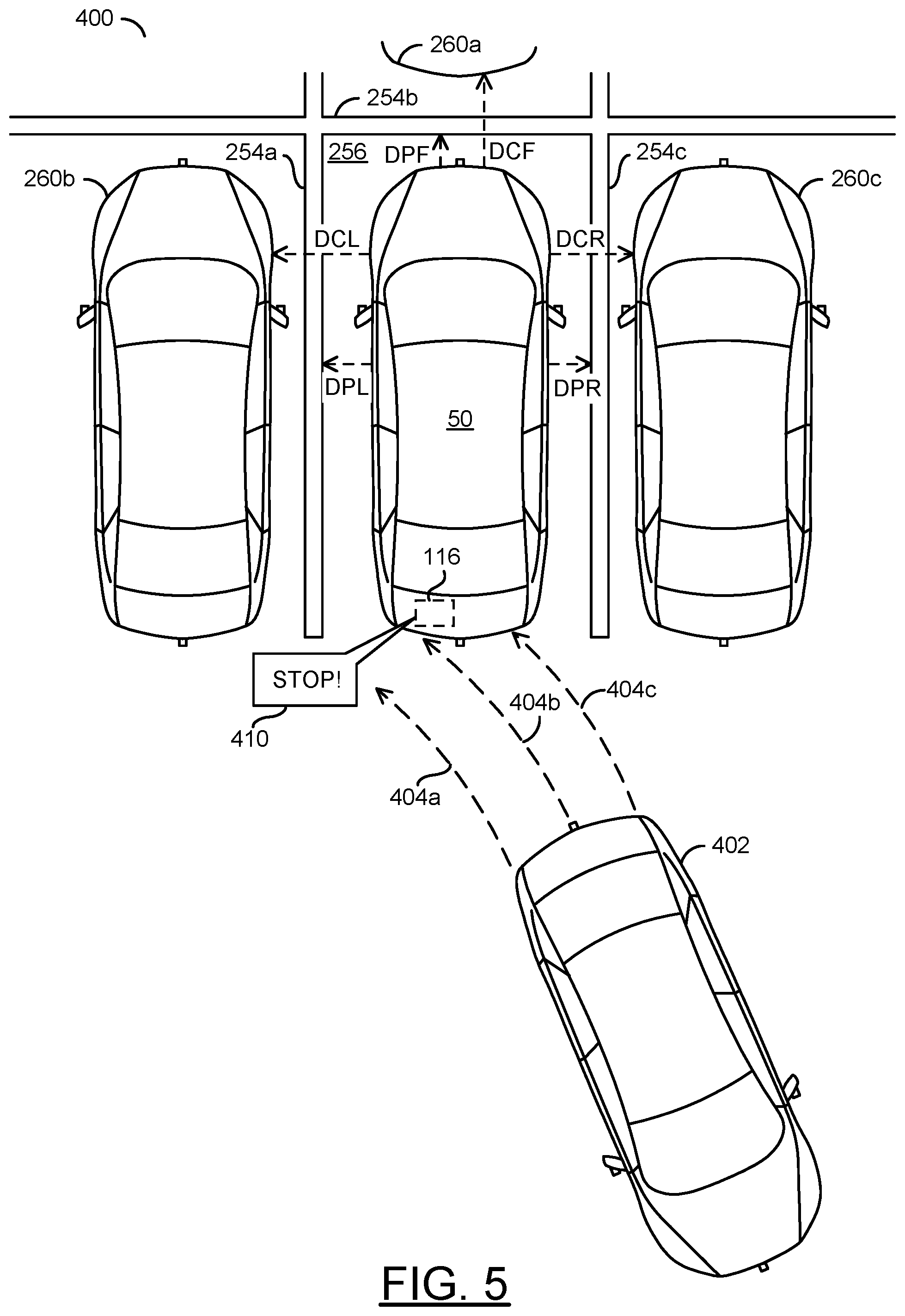 Patent US12304475 Figure 5 – Automatic collision detection, warning, avoidance and prevention in parked cars