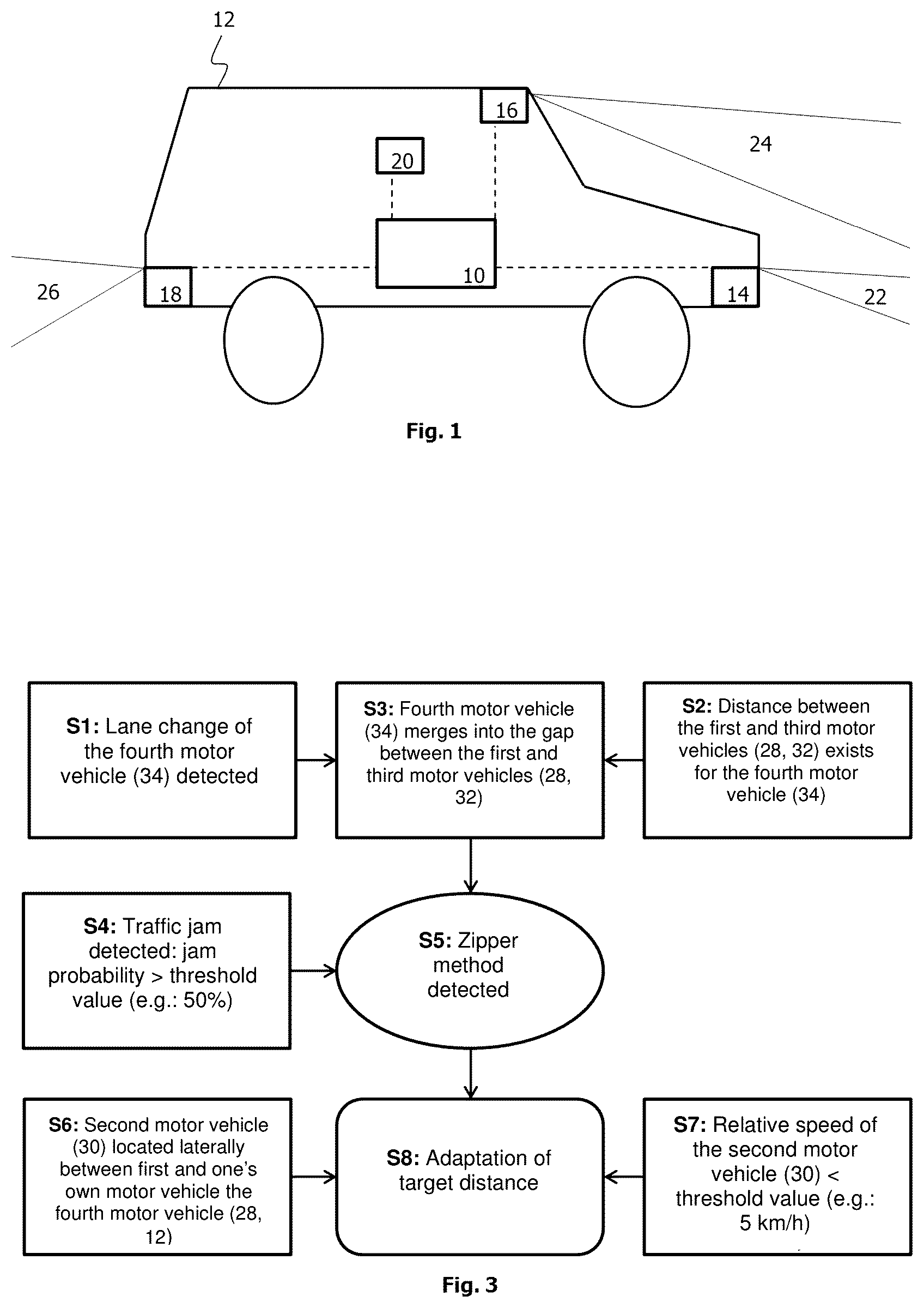 Patent US12304489 — Control system and control method for detection and reaction of a zipper process for a motor vehicle — Figure 1