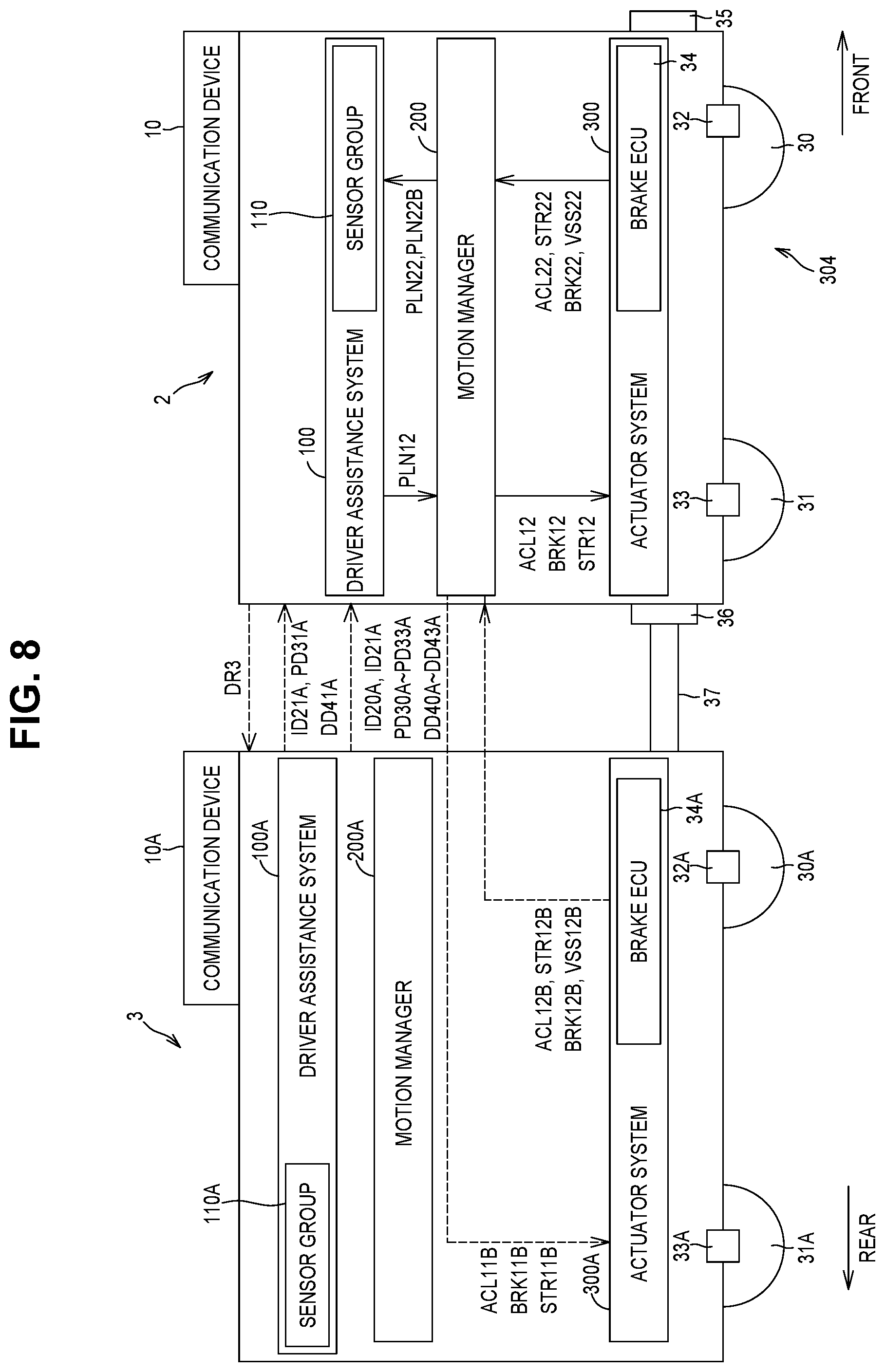 Patent US12304507 Figure 8 – Vehicle control device, vehicle, and vehicle system