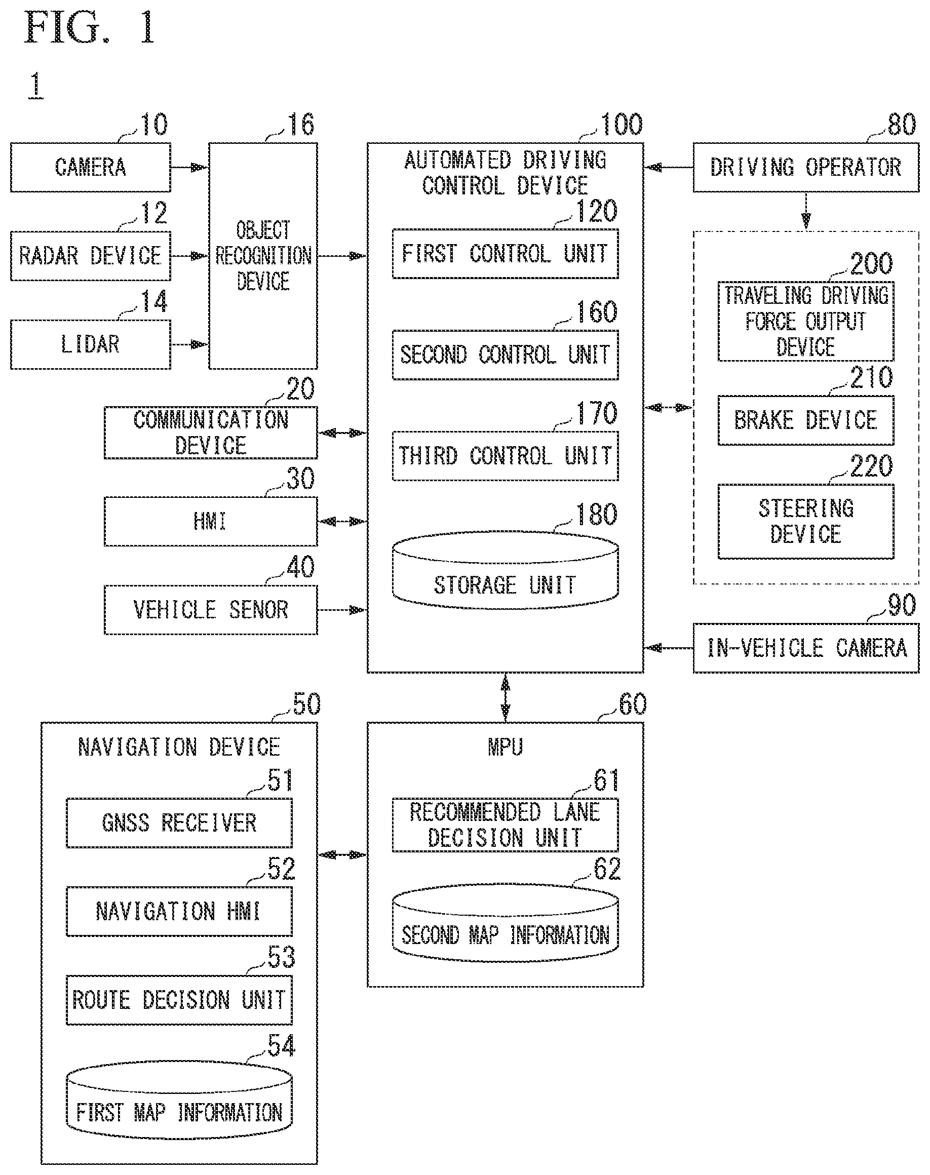Patent US12304527 Figure 1 – Vehicle control device, vehicle control method, and storage medium