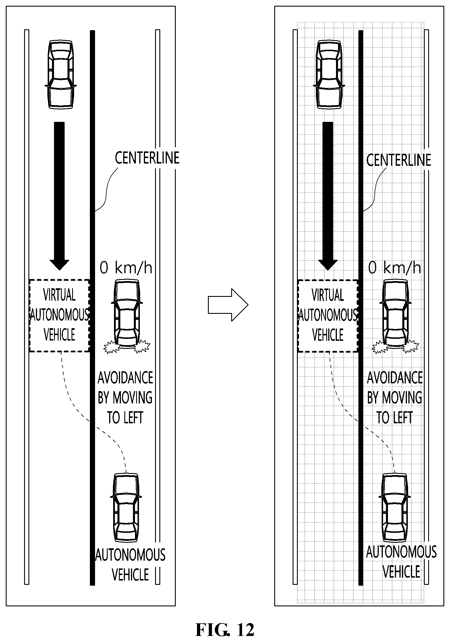 Patent US12304528 Figure 12 – Autonomous driving method for avoiding stopped vehicle and apparatus for the same
