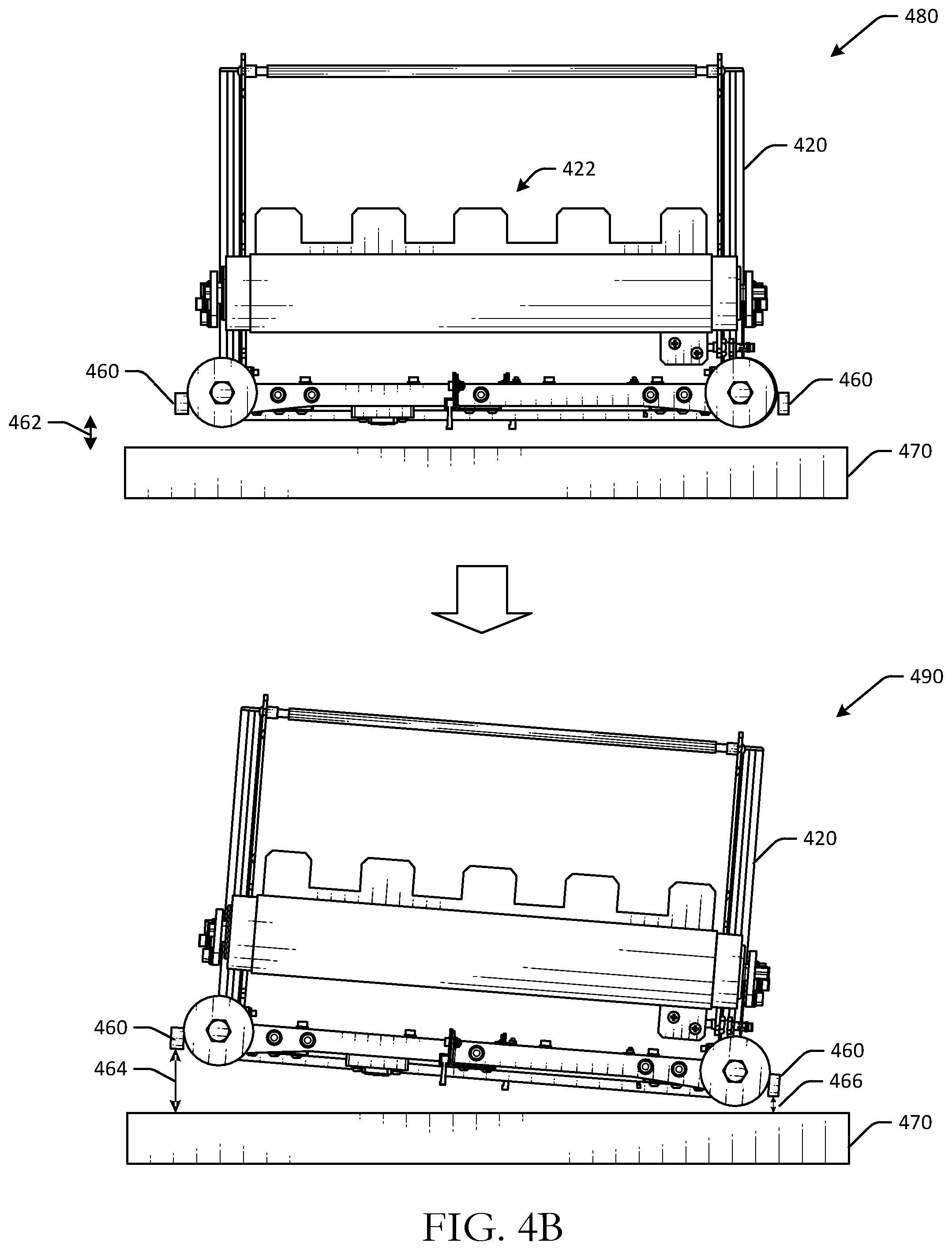 Patent US12304533 Figure 5 – Removal and replacement of container shuttles from rail tracks