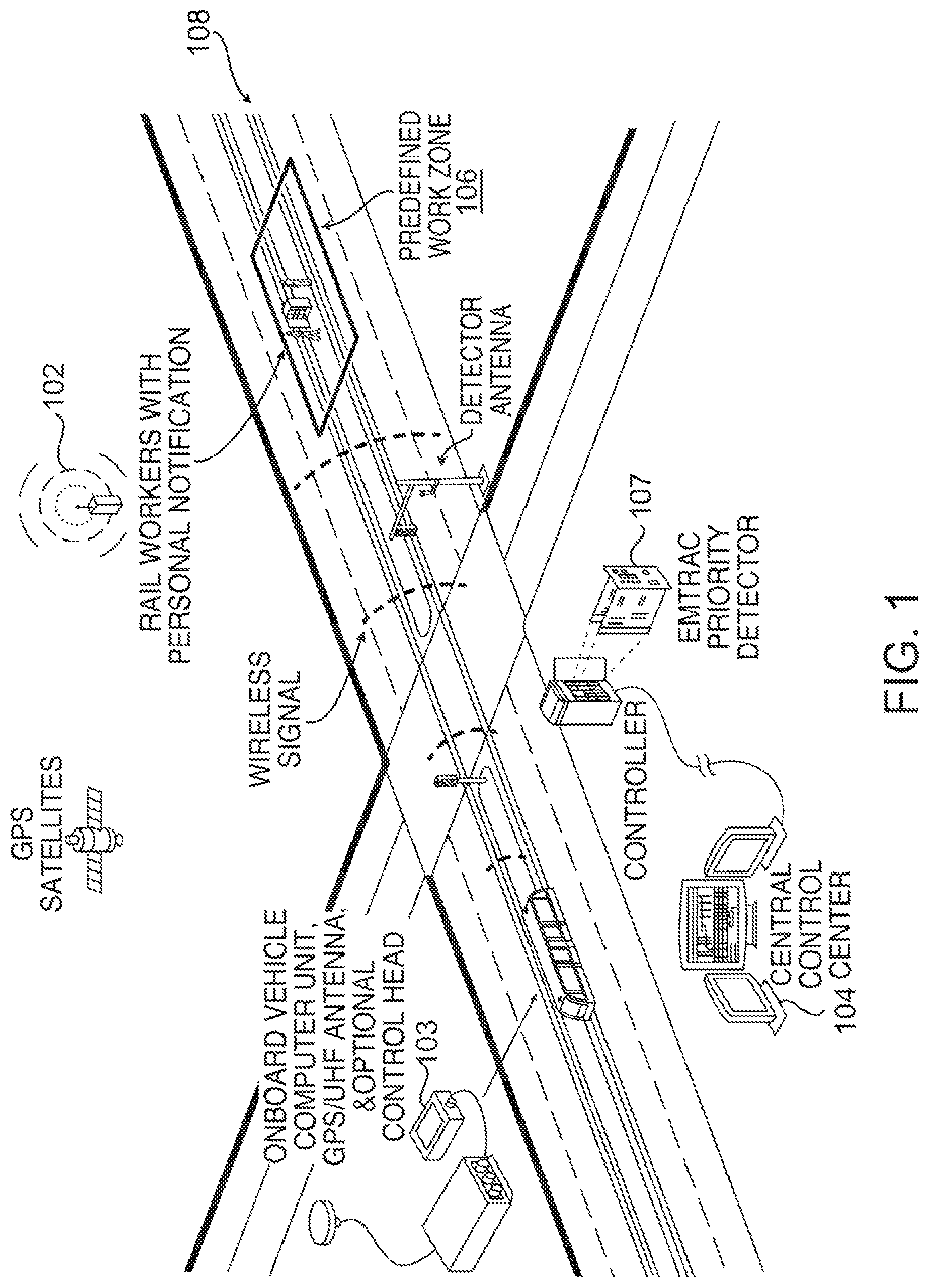 Patent US12304538 Figure 1 – Railway safety notification system and device with proportional warnings