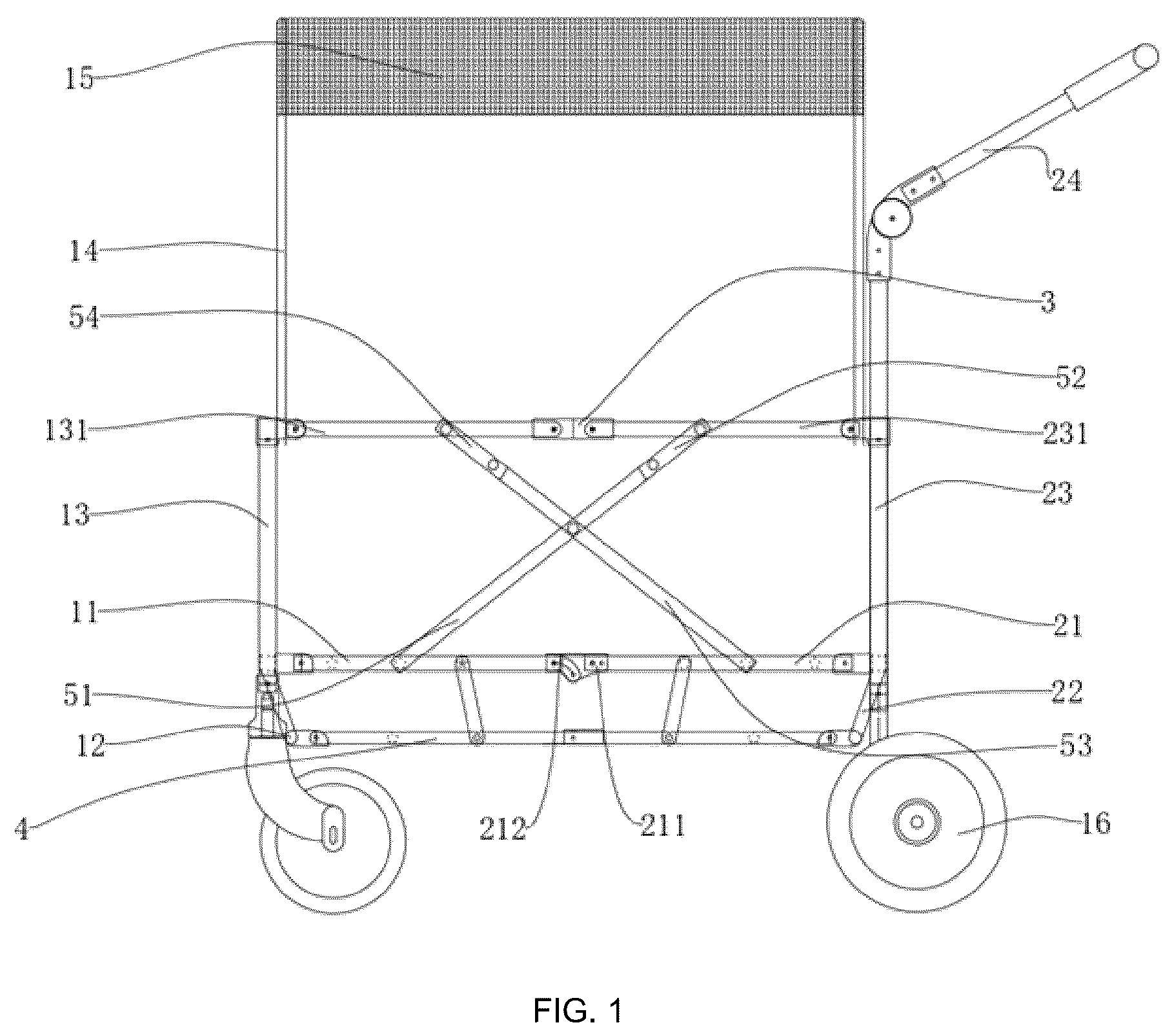 Patent US12304543 Figure 1 – Folding cart