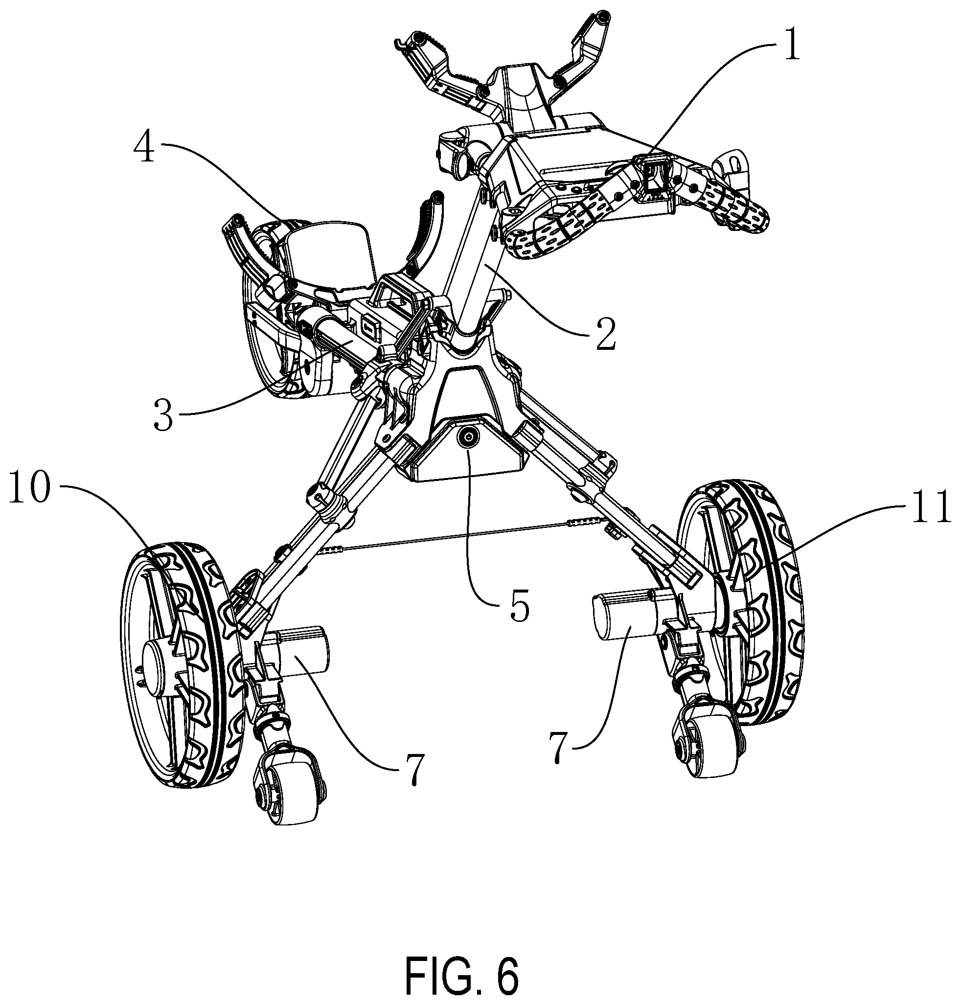 Patent US12304545 Figure 6 – Electric golf trolley