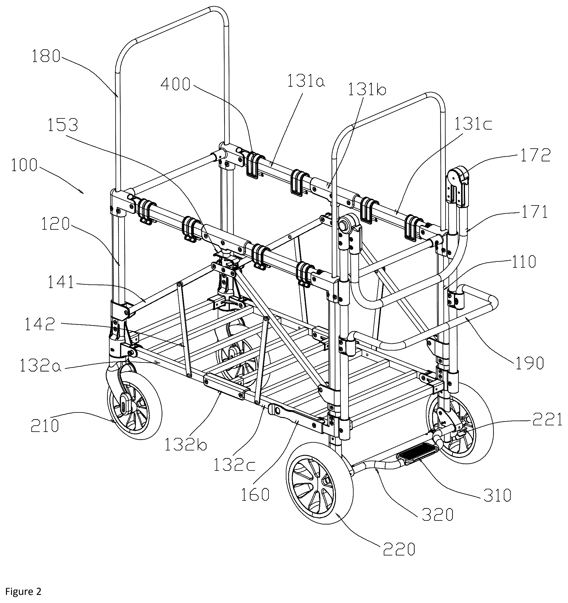 Patent US12304547 Figure 2 – Foldable stroller