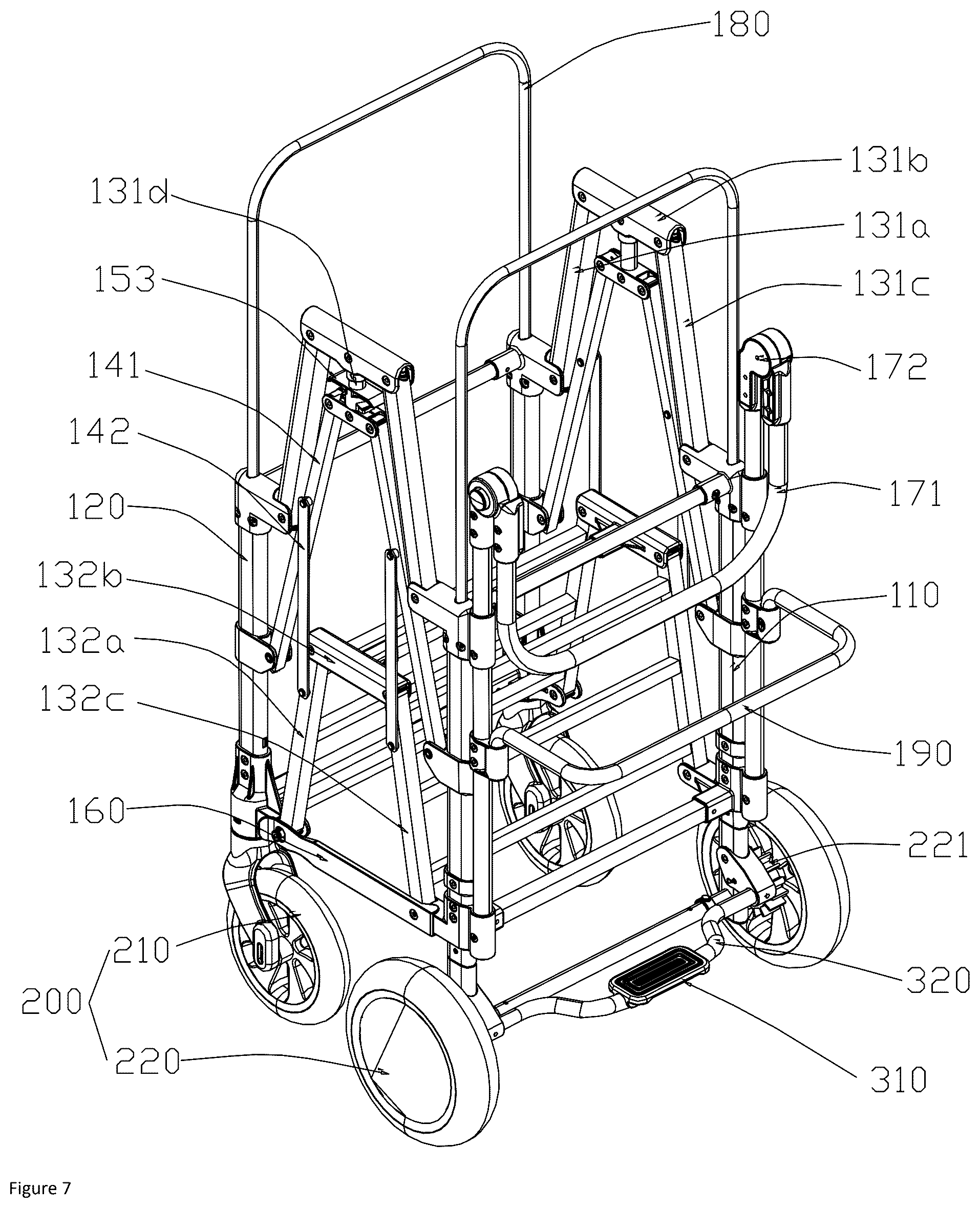Patent US12304547 Figure 6 – Foldable stroller