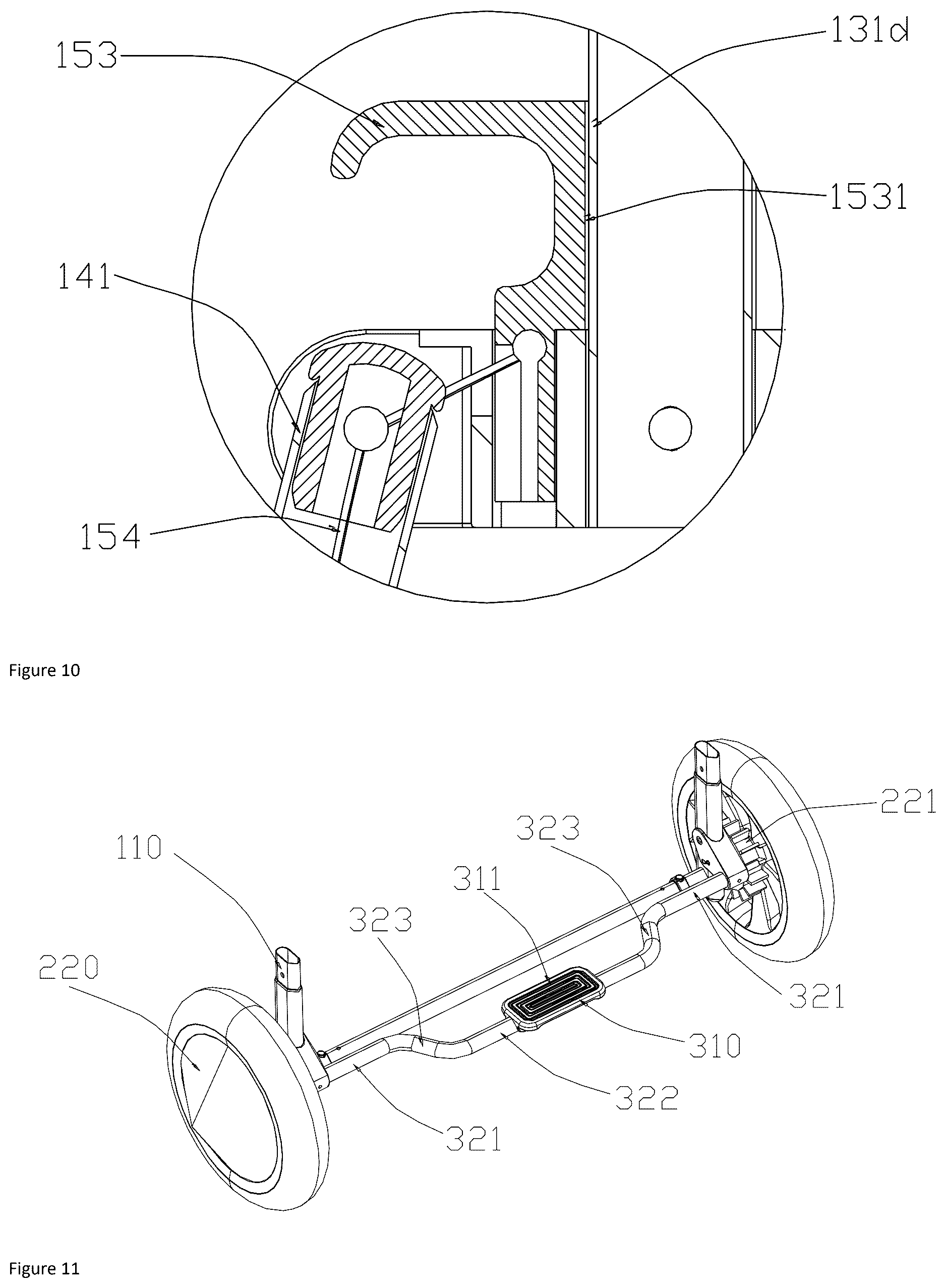 Patent US12304547 Figure 9 – Foldable stroller