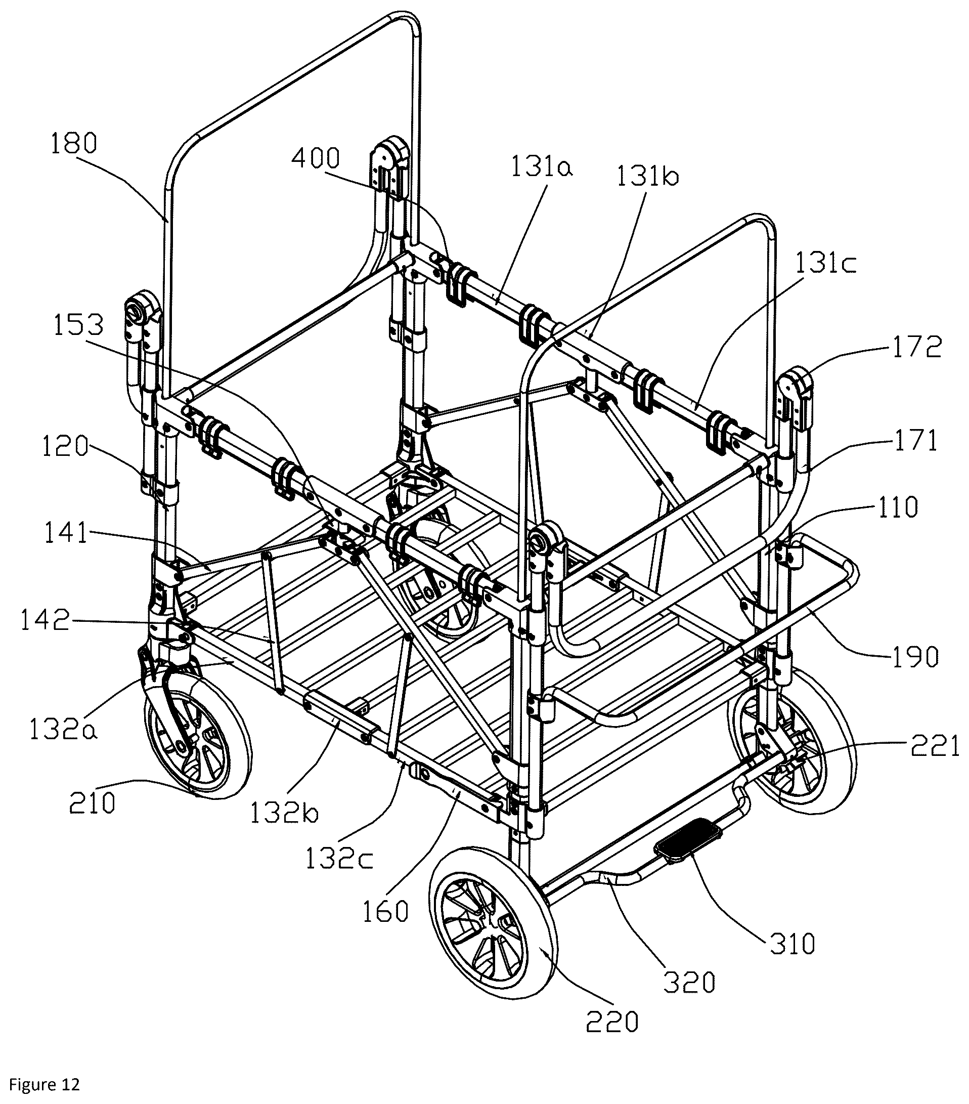 Patent US12304547 Figure 10 – Foldable stroller