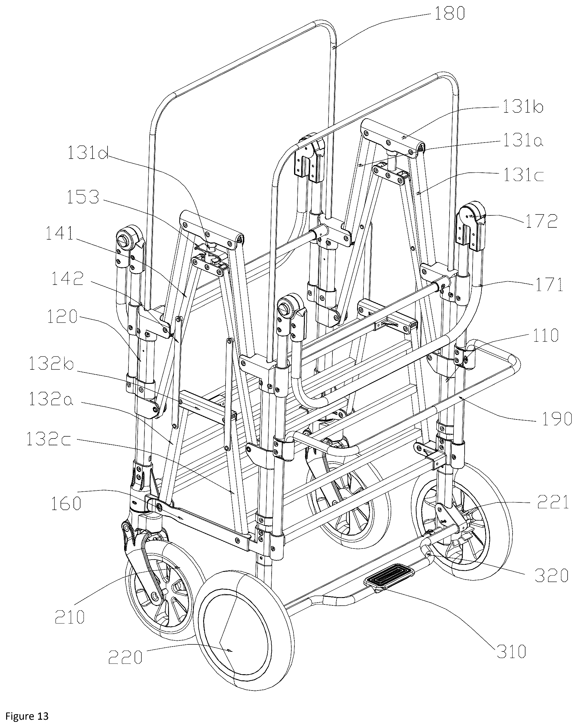 Patent US12304547 Figure 11 – Foldable stroller