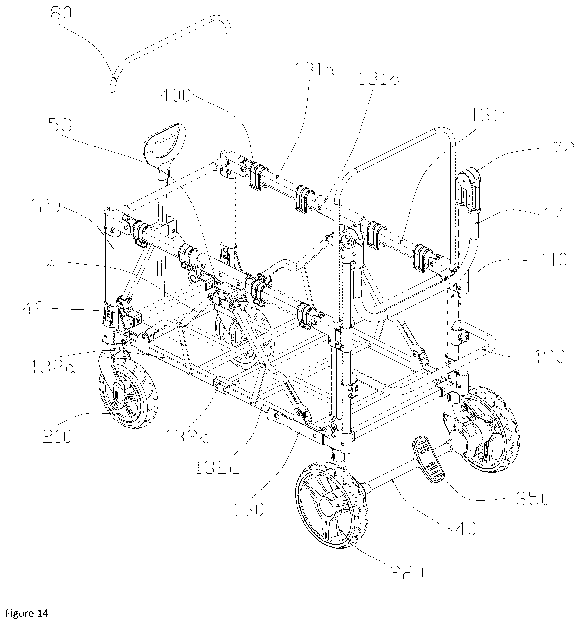 Patent US12304547 Figure 12 – Foldable stroller