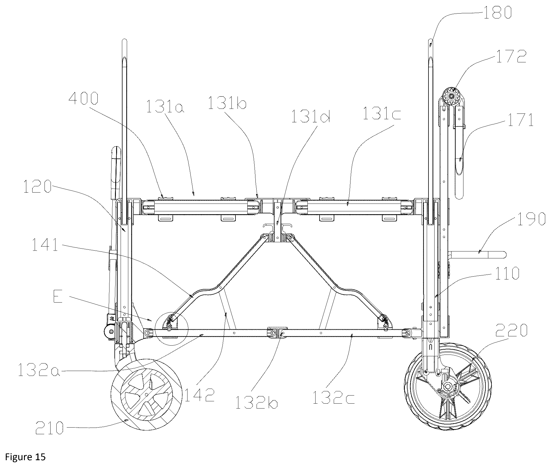 Patent US12304547 Figure 13 – Foldable stroller