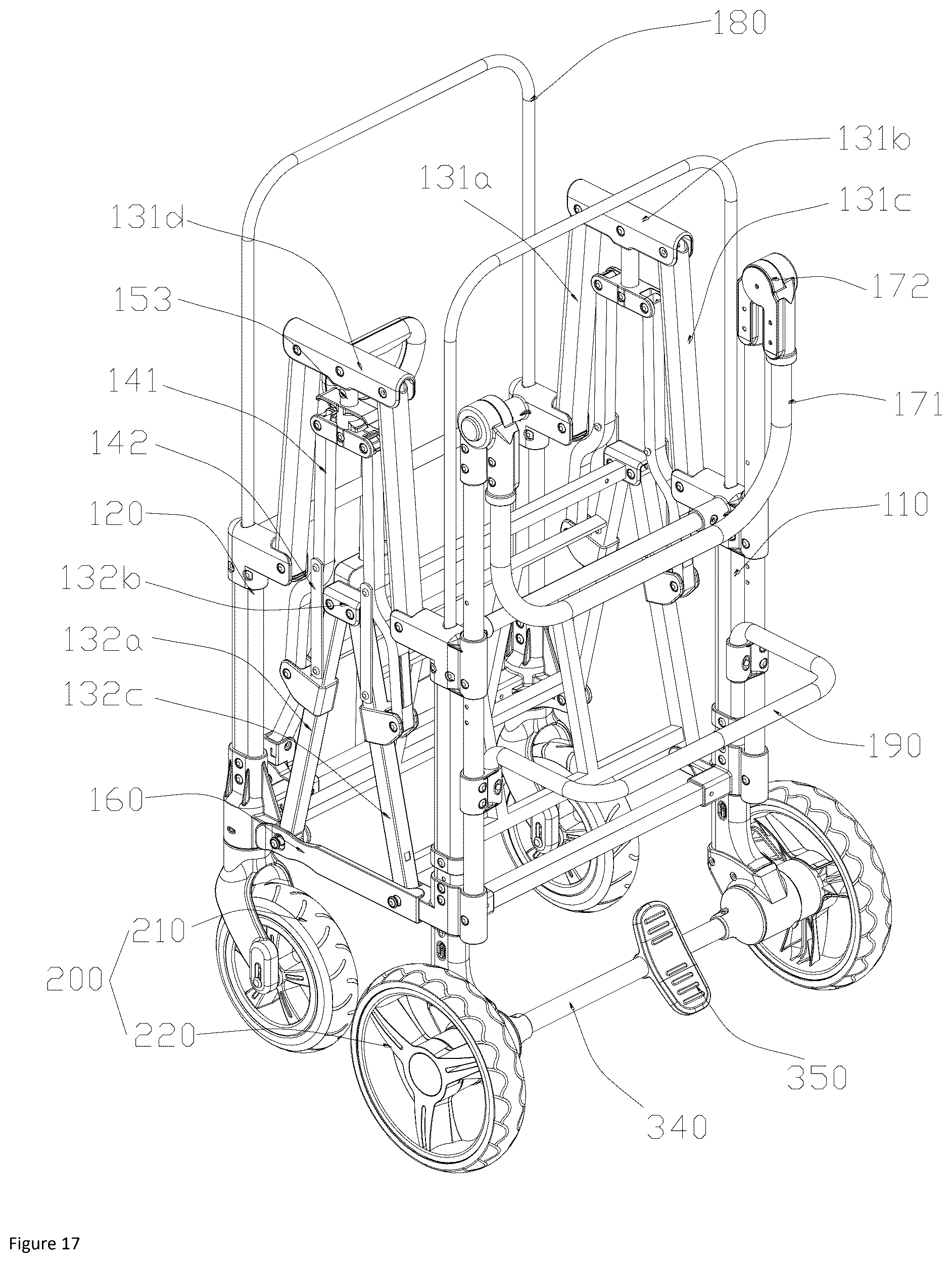 Patent US12304547 Figure 15 – Foldable stroller