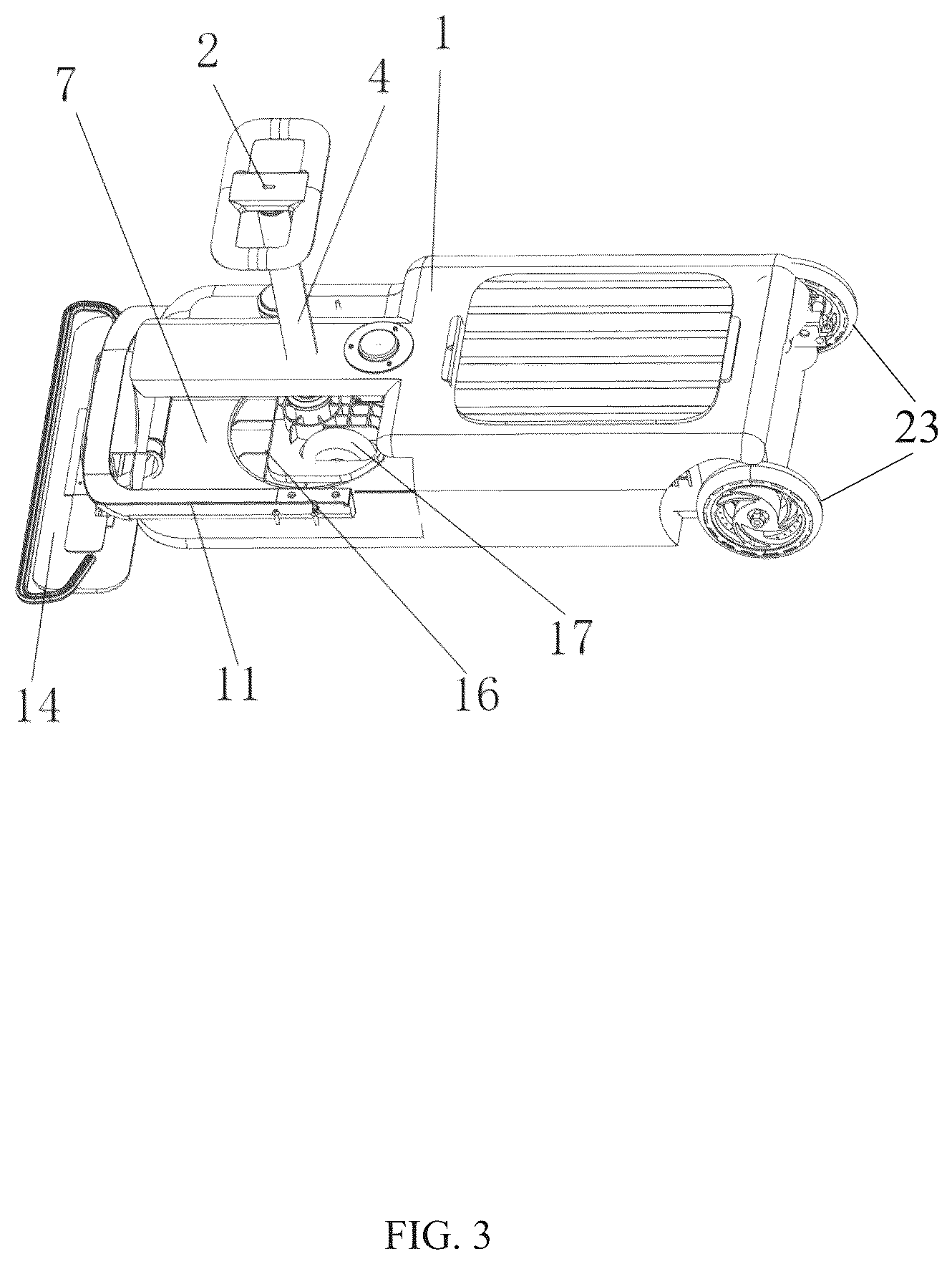 Patent US12304553 Figure 3 – Children's ride-on vehicle with quick-release steering wheel