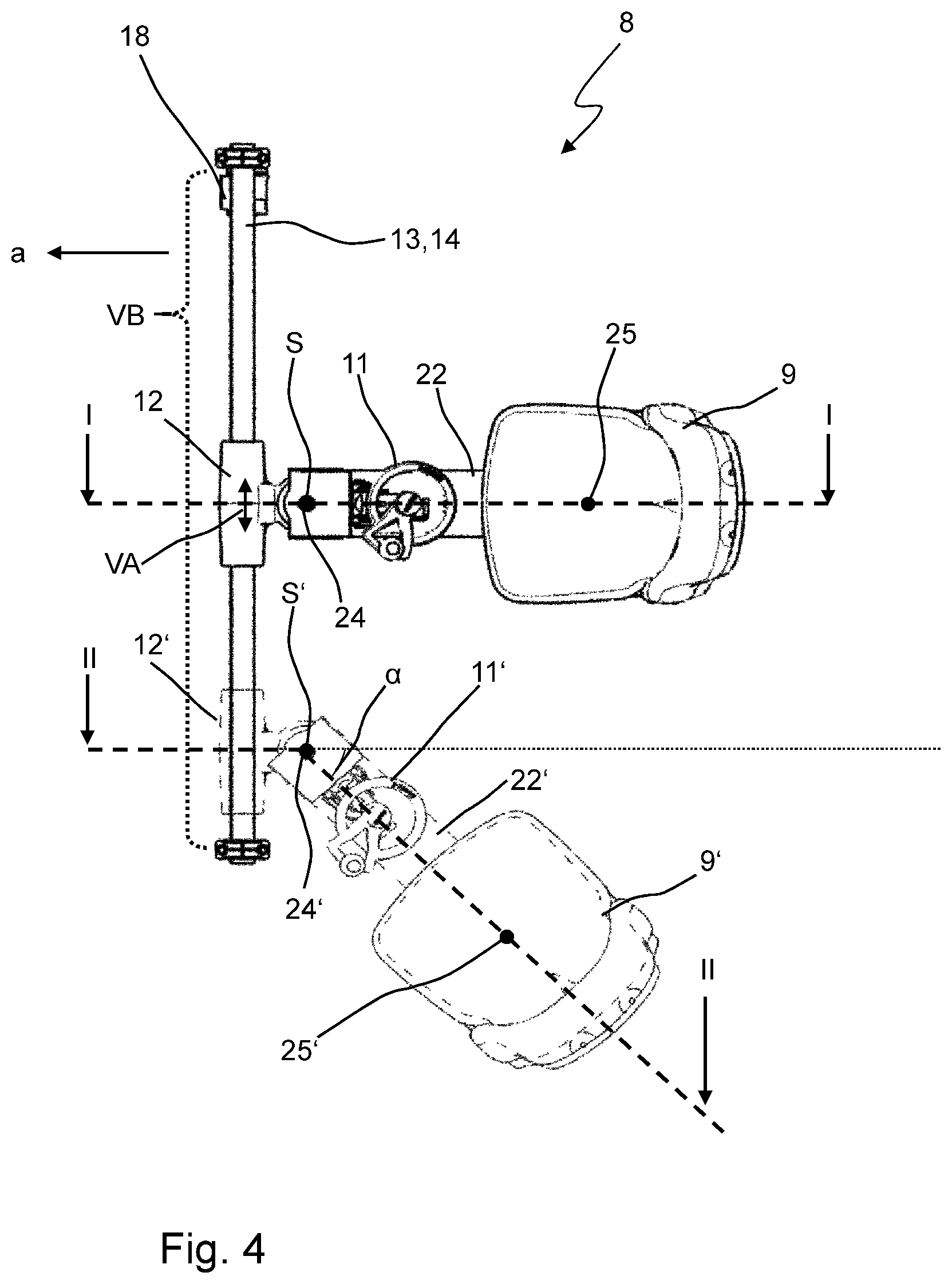 Patent US12304554 Figure 3 – Road construction machine, in particular road paver or tandem roller, for working a ground in a working direction