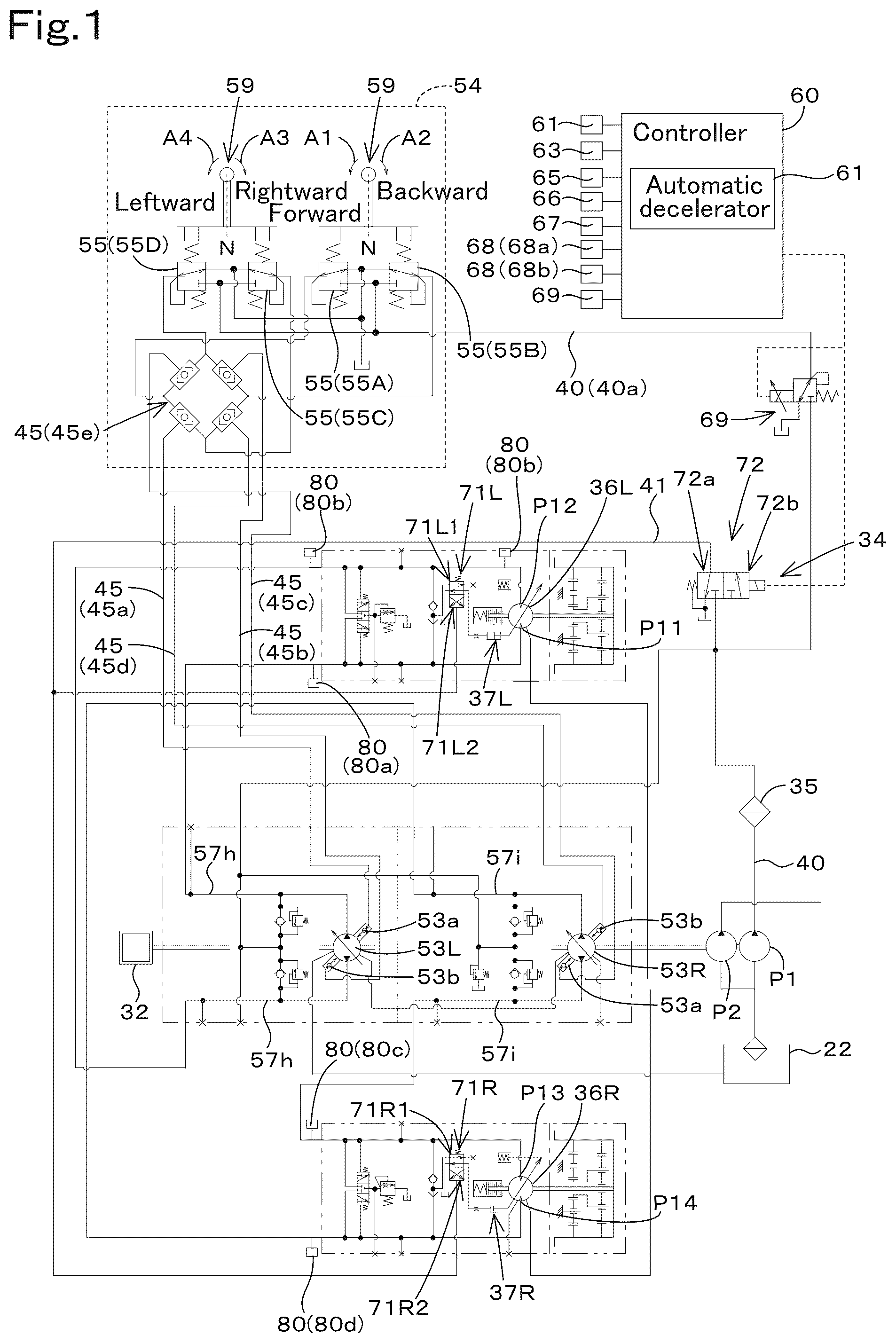 Patent US12304555 Figure 1 – Working machine
