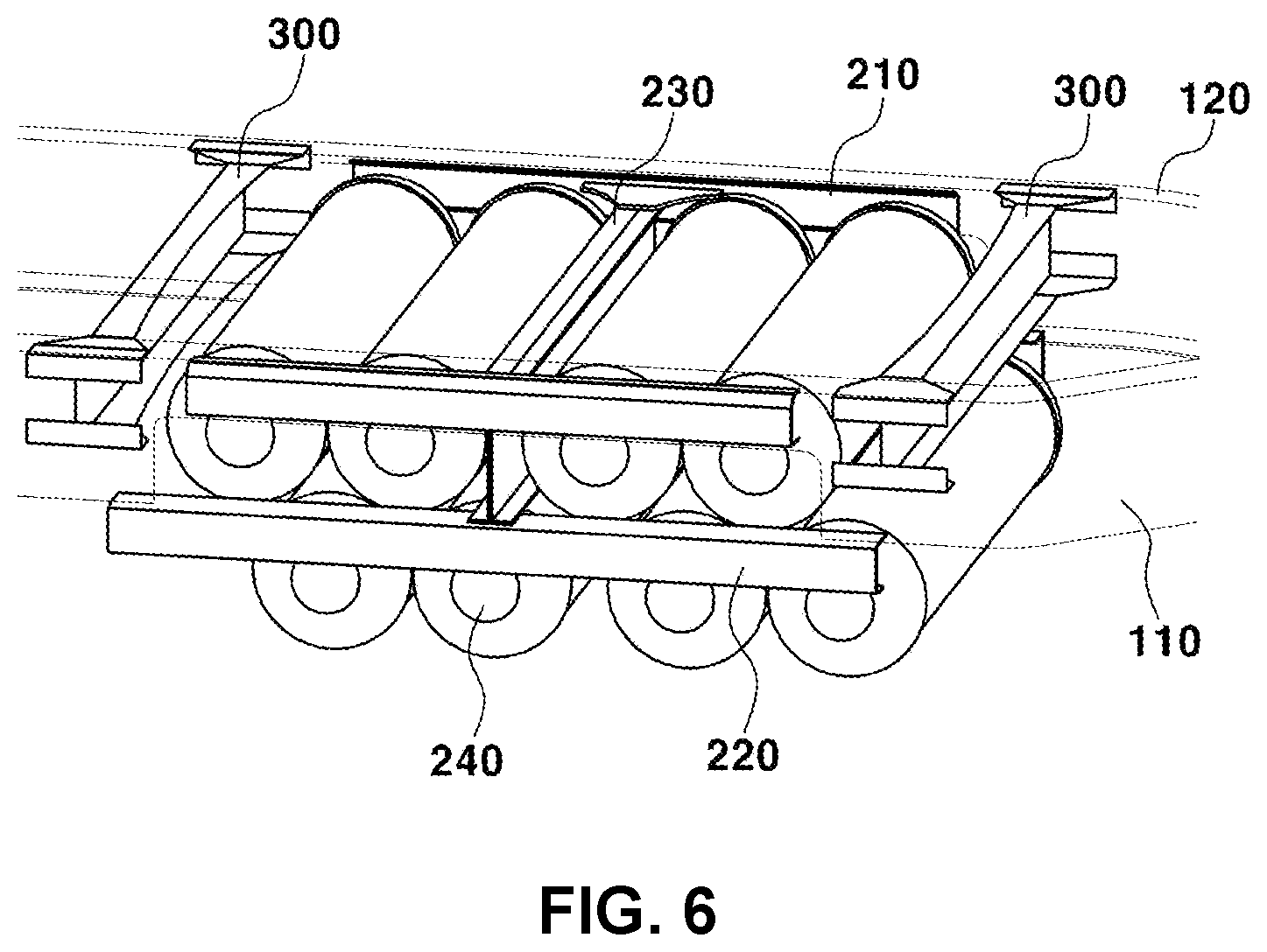 Patent US12304561 Figure 5 – Structure for mounting hydrogen storage tanks for vehicle