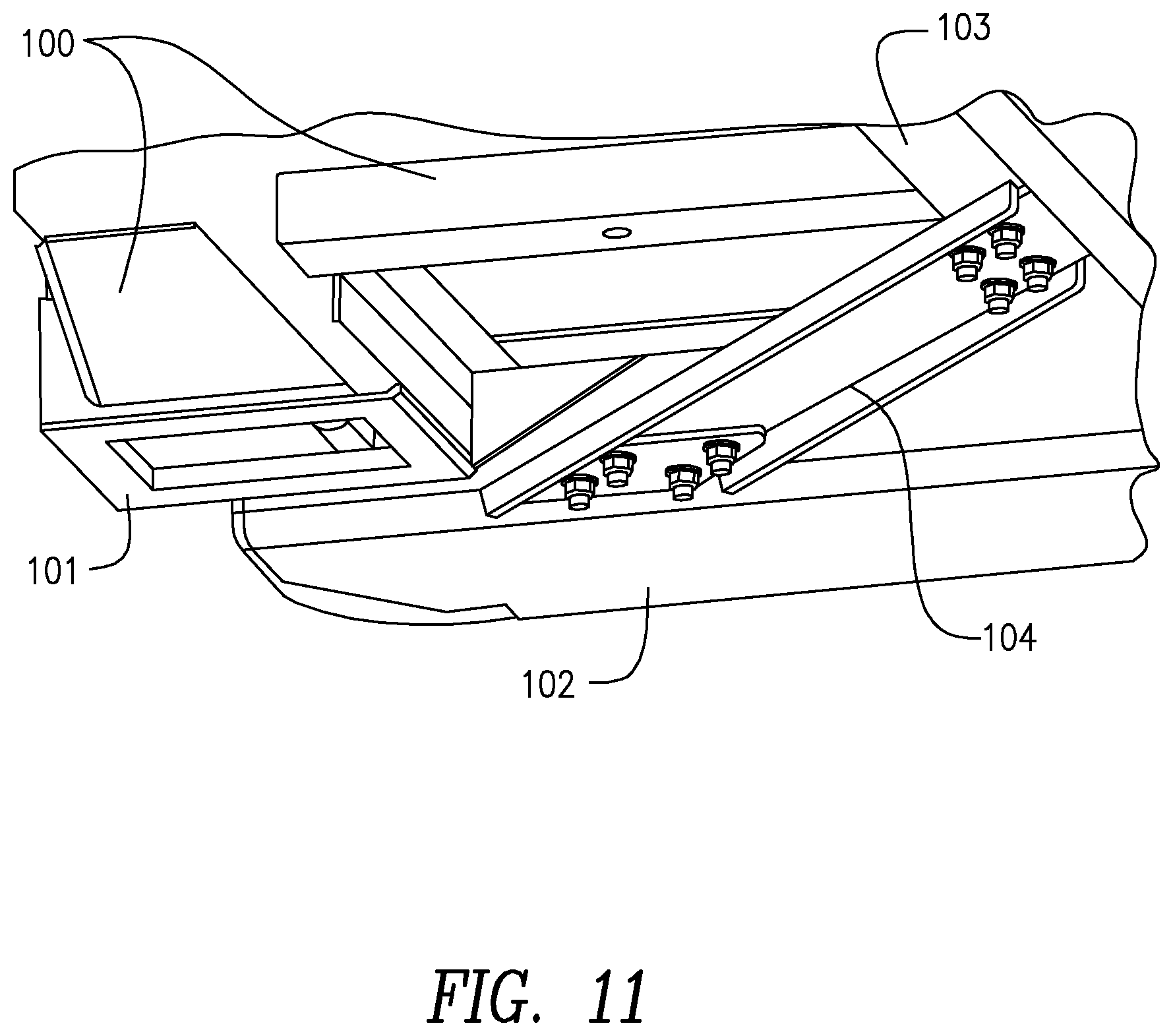 Patent US12304564 Figure 10 – Bolt-on front bolster for intermodal chassis