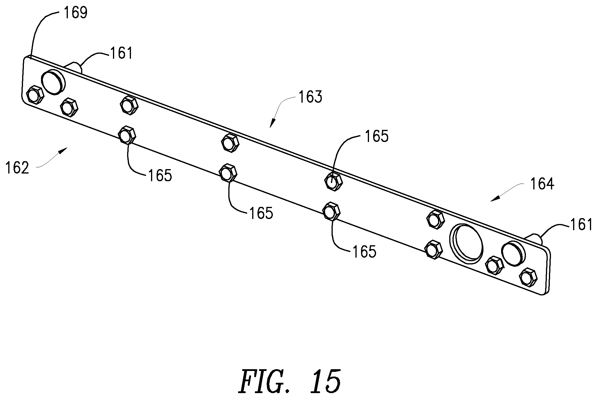 Patent US12304564 Figure 14 – Bolt-on front bolster for intermodal chassis