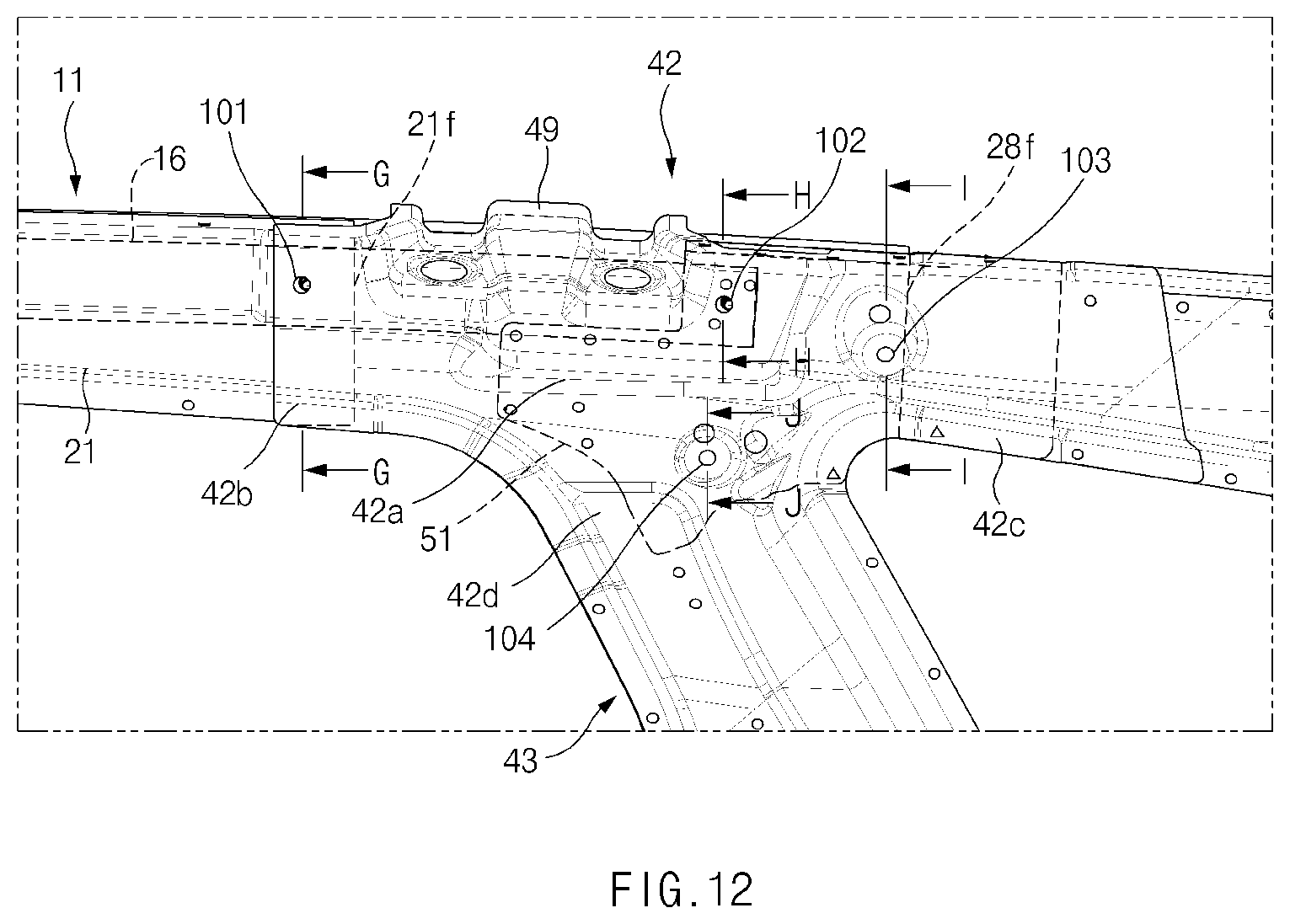 Patent US12304566 Figure 12 – Vehicle body structure