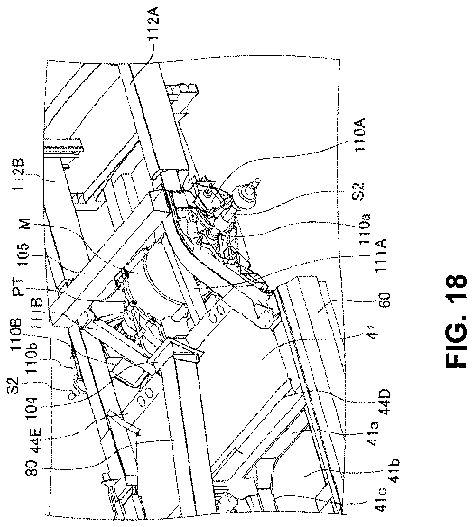 Patent US12304568 Figure 18 – Vehicle-body structure including a center frame with a downward tilt