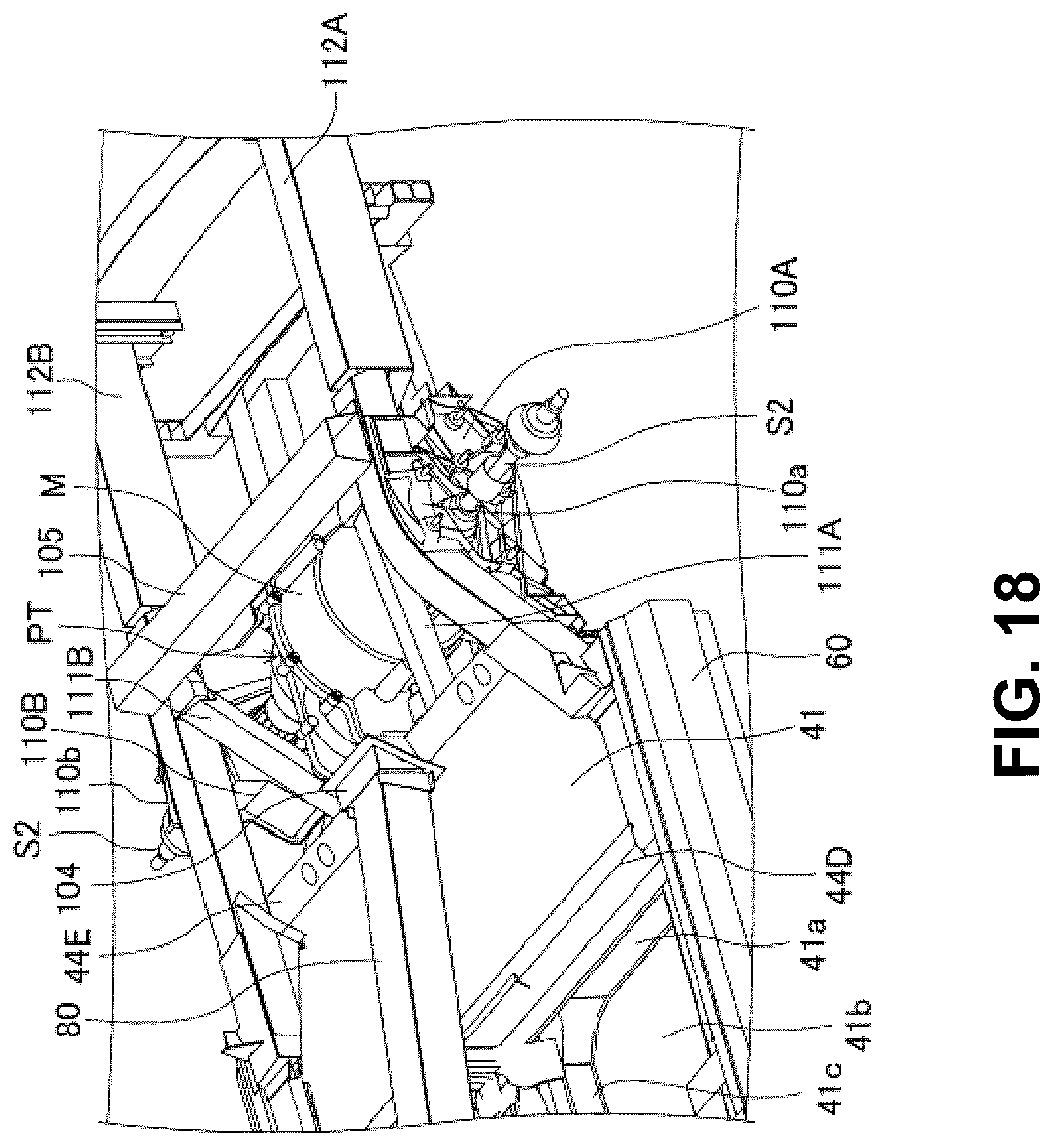 Patent US12304569 Figure 18 – Electric-vehicle-body structure having a center frame that is higher than a floor panel