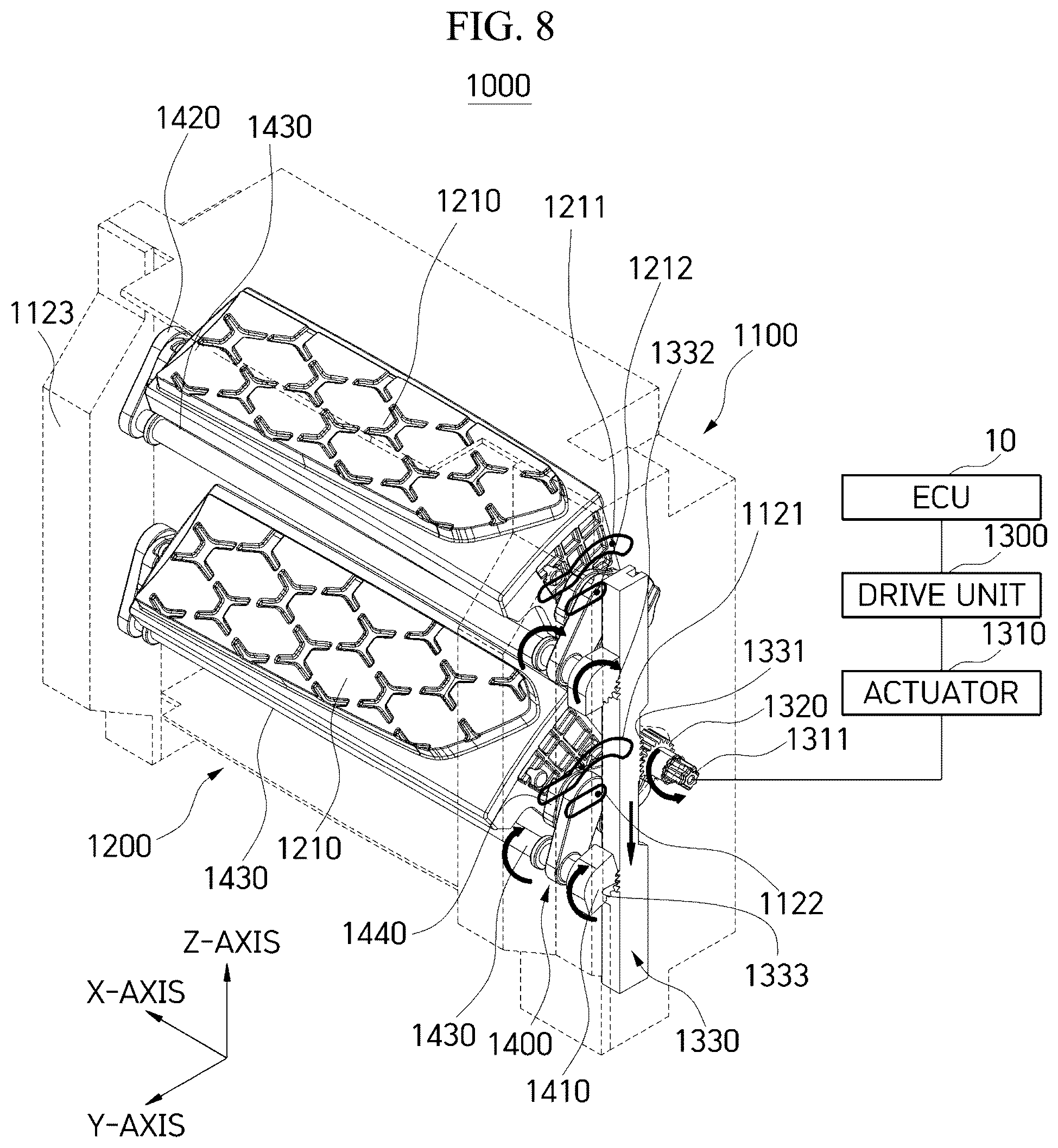 Patent US12304571 Figure 8 – Active air flap for vehicles