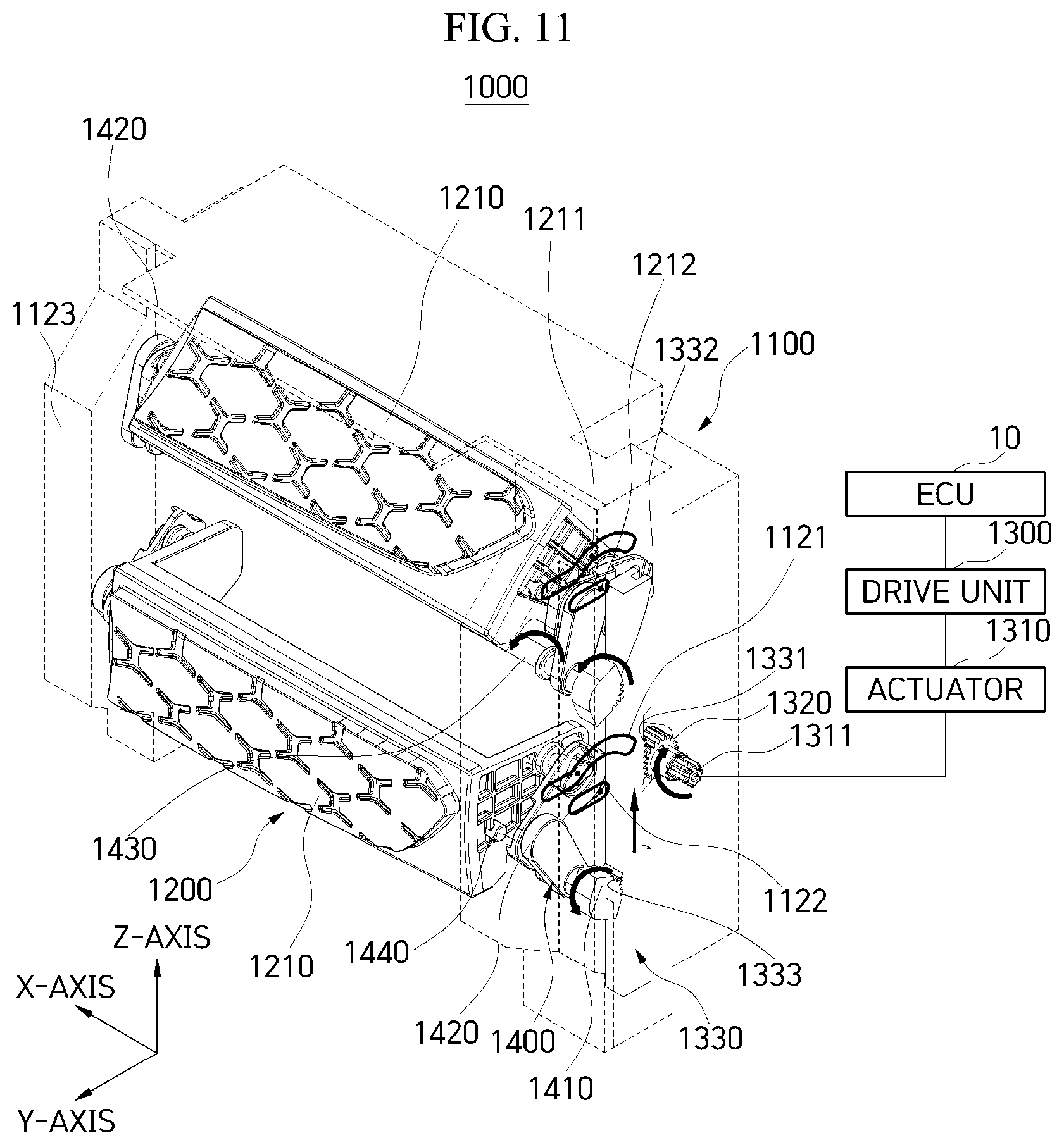 Patent US12304571 Figure 11 – Active air flap for vehicles