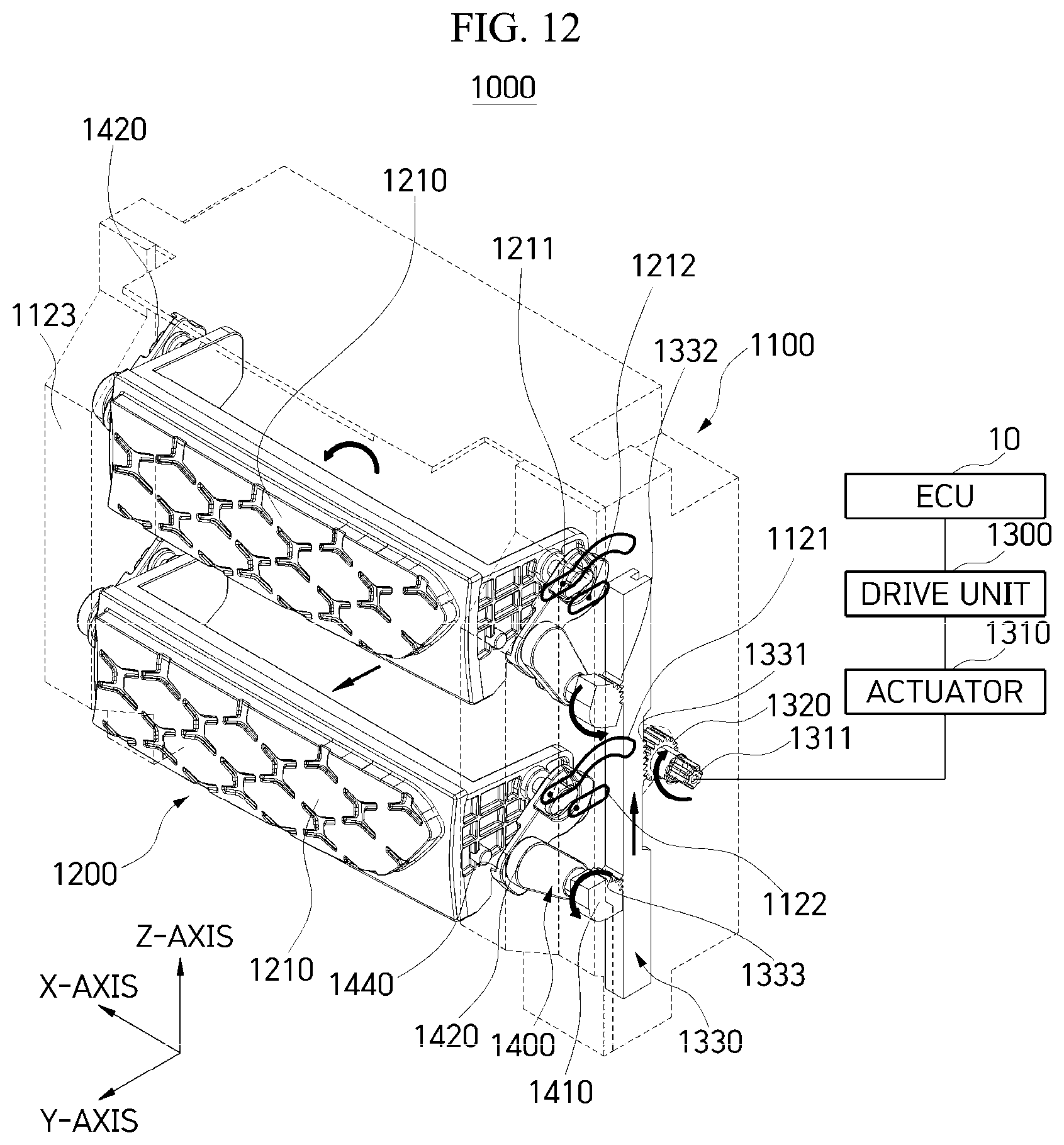 Patent US12304571 Figure 12 – Active air flap for vehicles
