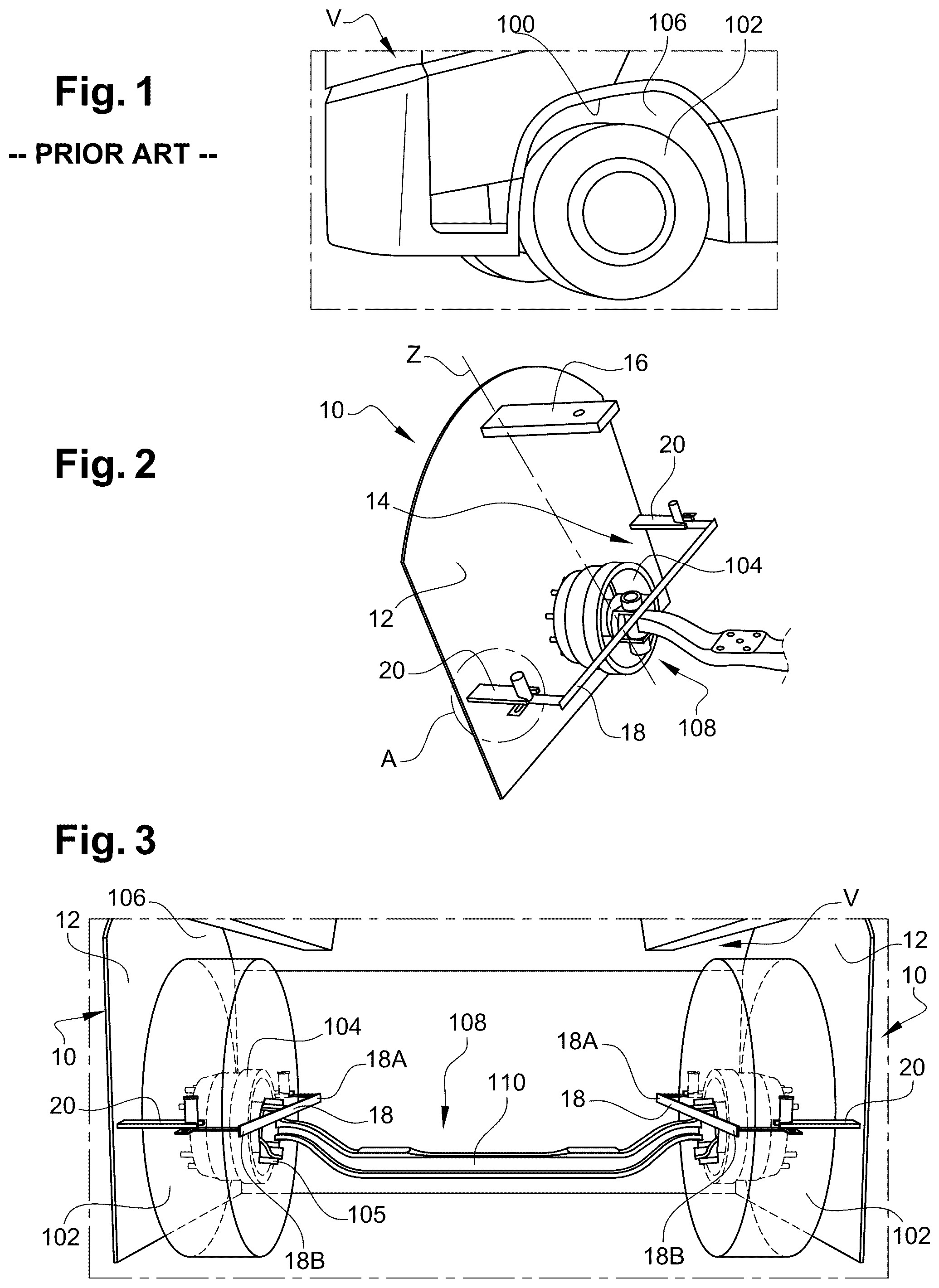 Patent US12304572 Figure 1 – Drag reducing device for a motor vehicle