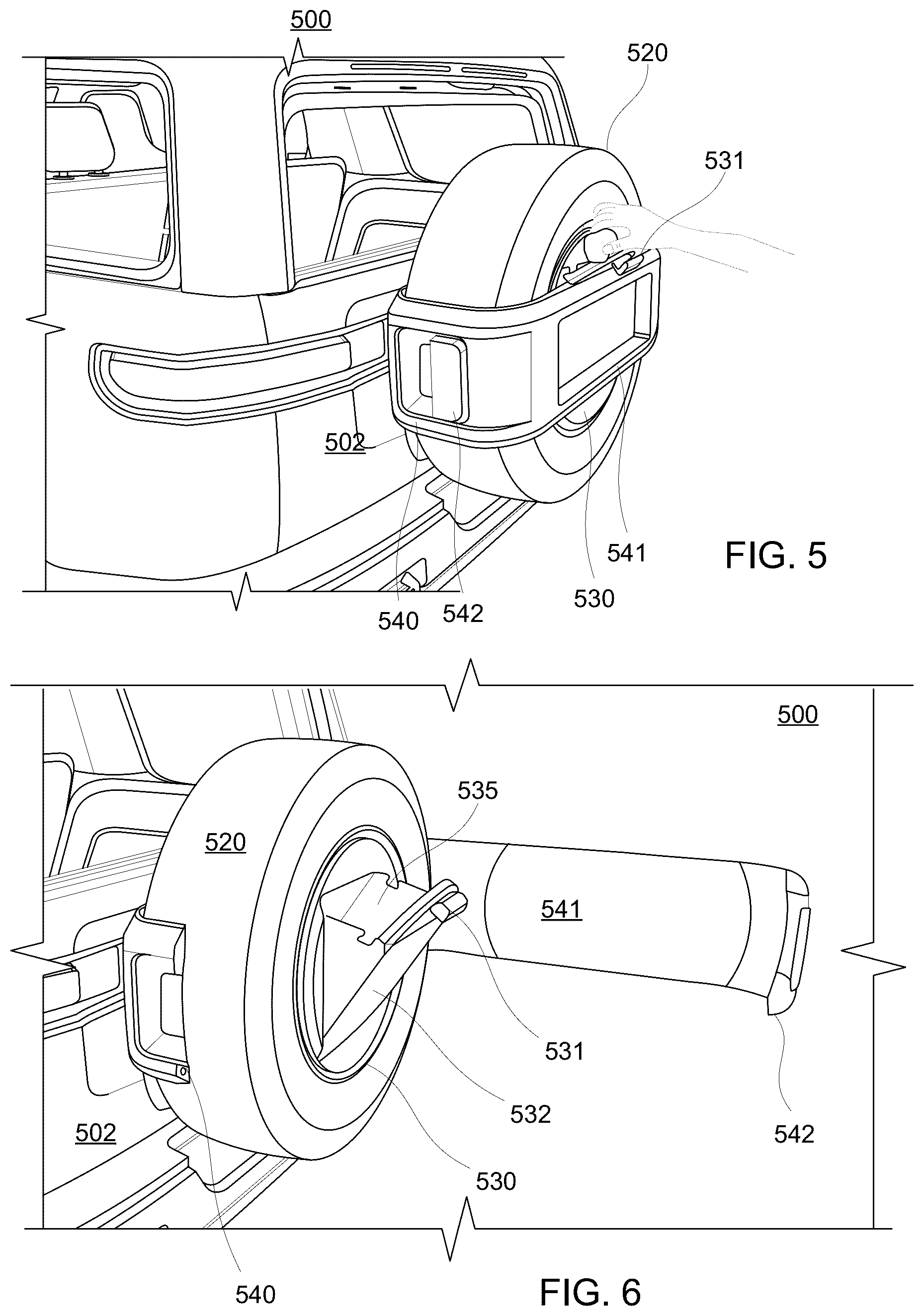 Patent US12304573 Figure 3 – Spare wheel containers for a vehicle
