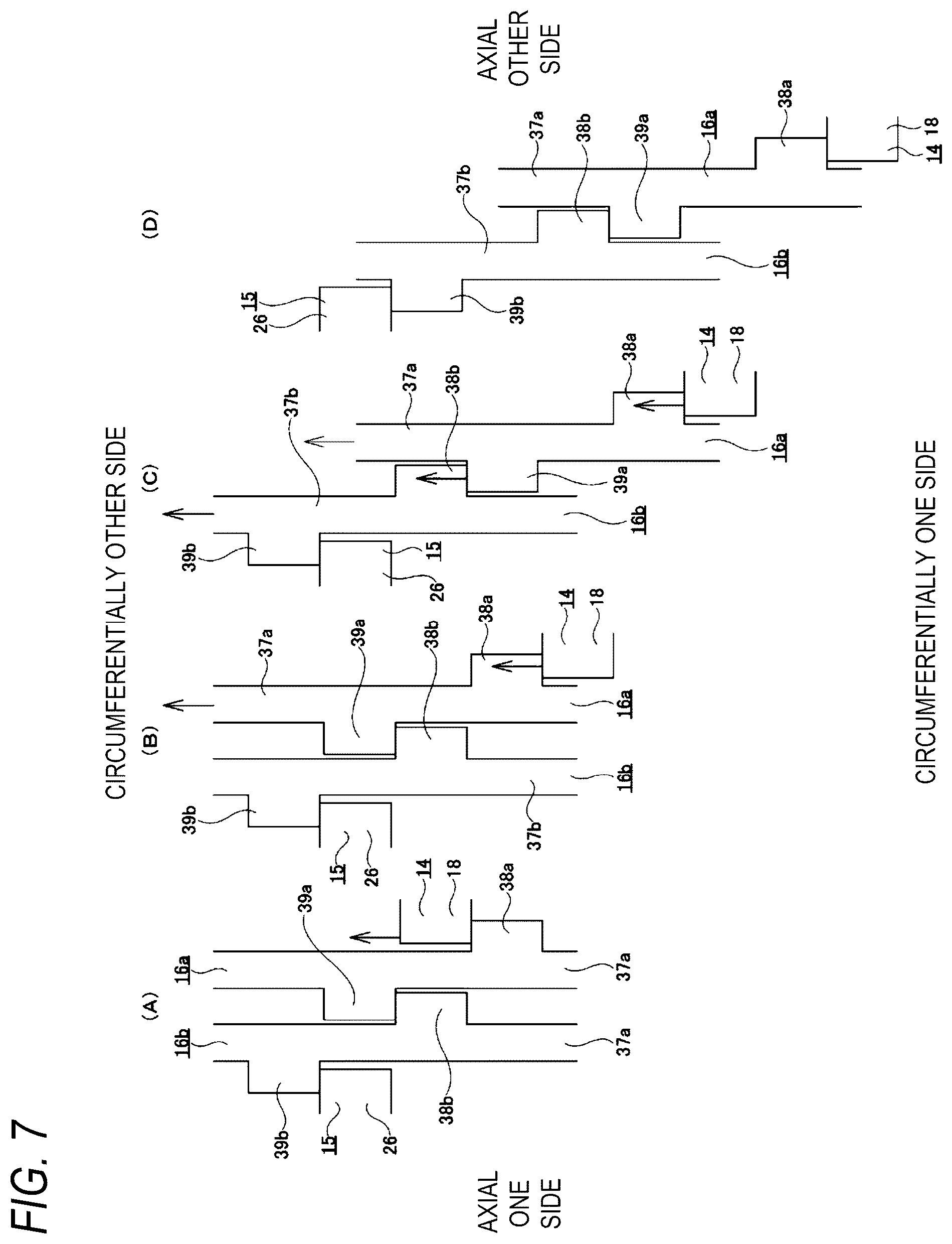 Patent US12304574 Figure 7 – Rotation limiting device, and steering device