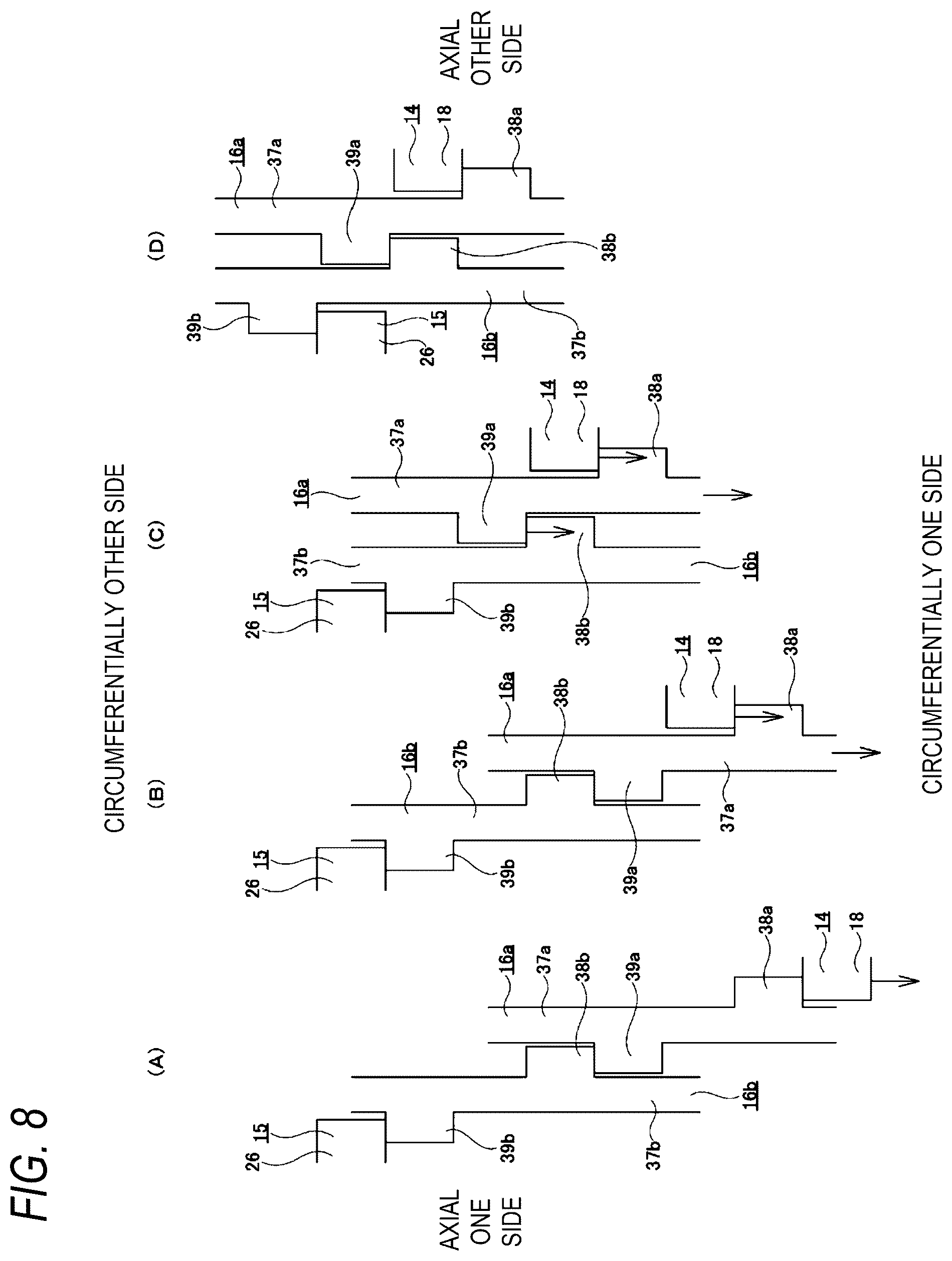 Patent US12304574 Figure 8 – Rotation limiting device, and steering device