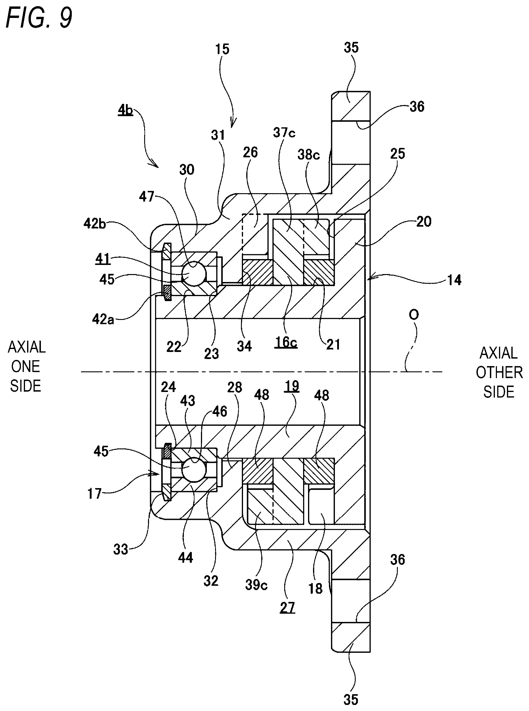 Patent US12304574 Figure 9 – Rotation limiting device, and steering device