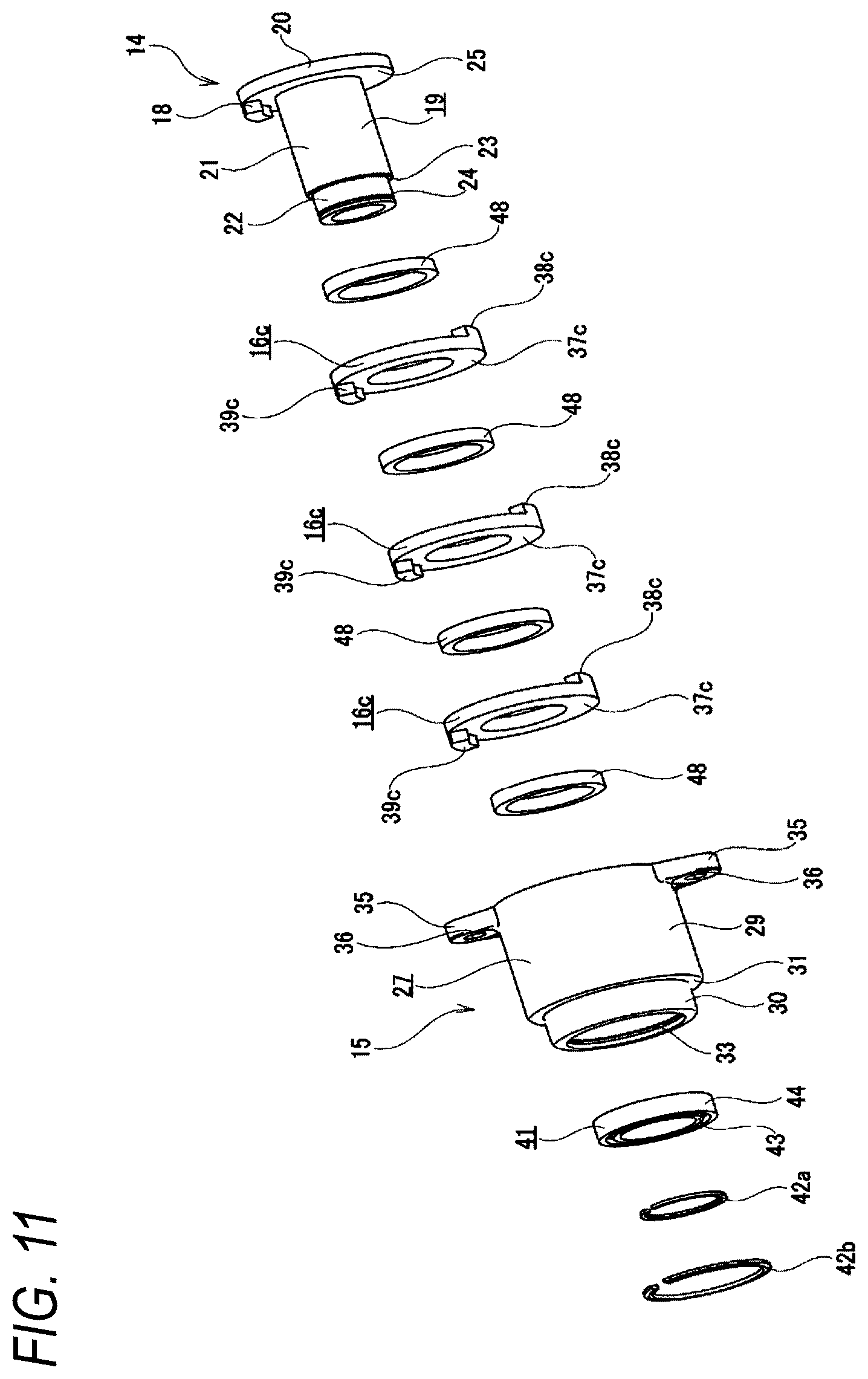 Patent US12304574 Figure 11 – Rotation limiting device, and steering device
