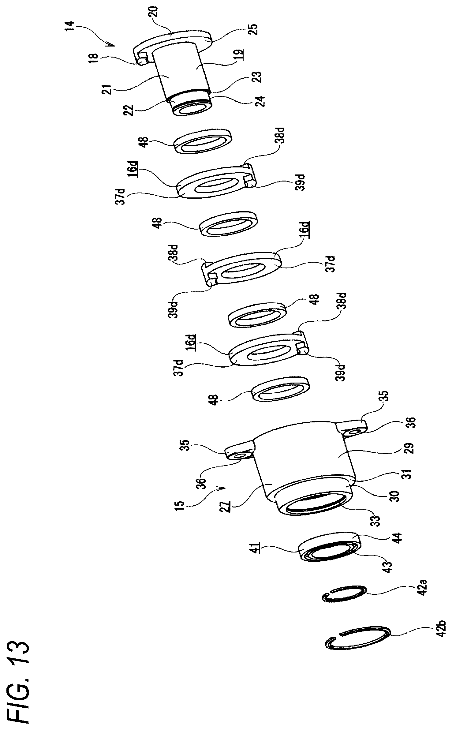 Patent US12304574 Figure 13 – Rotation limiting device, and steering device