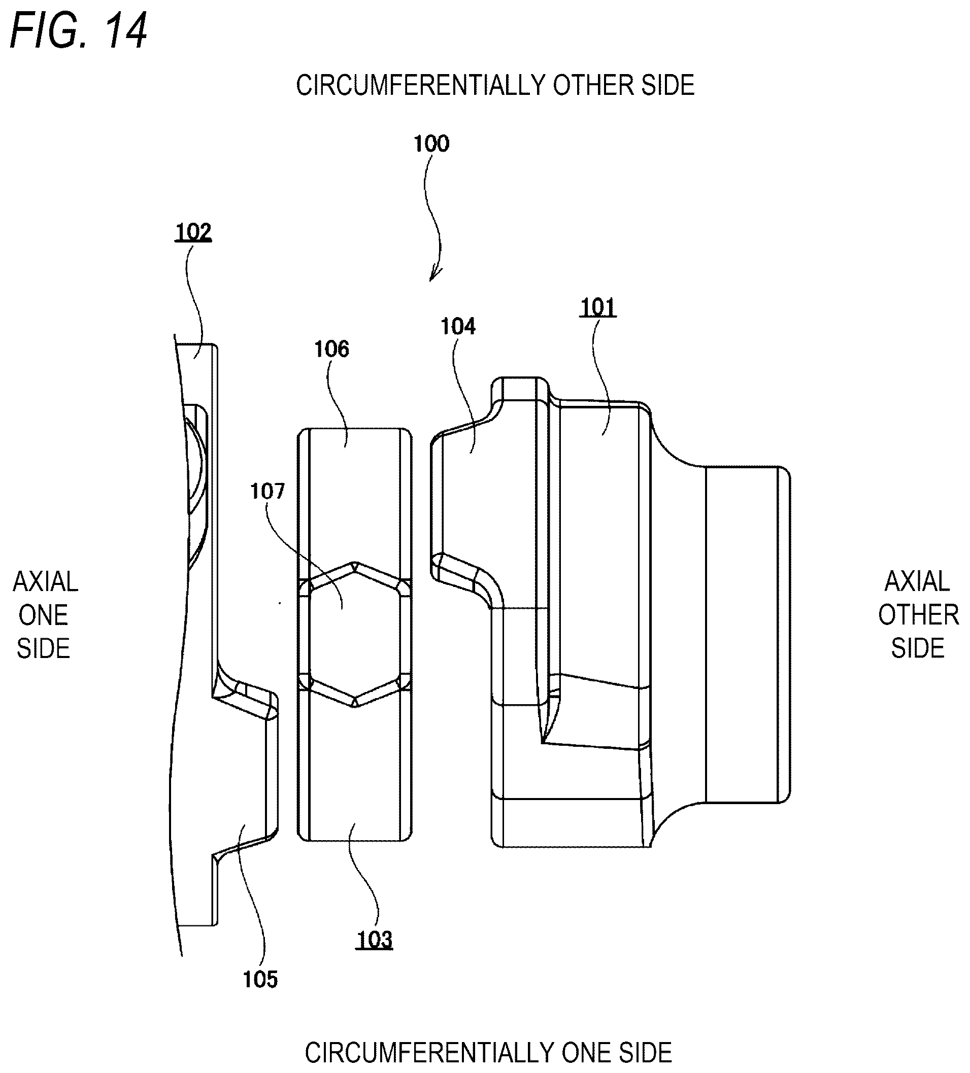 Patent US12304574 Figure 14 – Rotation limiting device, and steering device