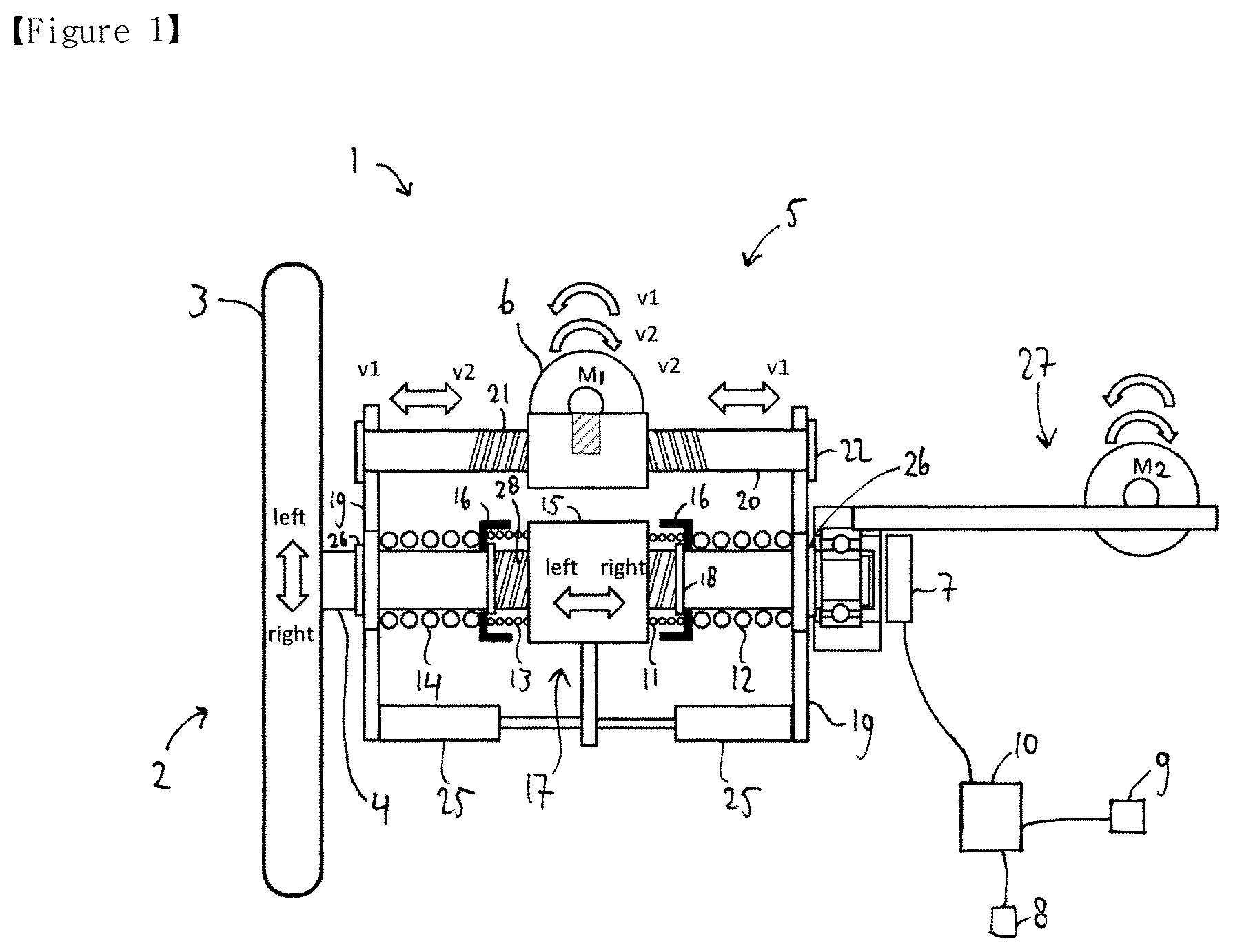 Patent US12304575 Figure 1 – Steering system having a steering-feel unit