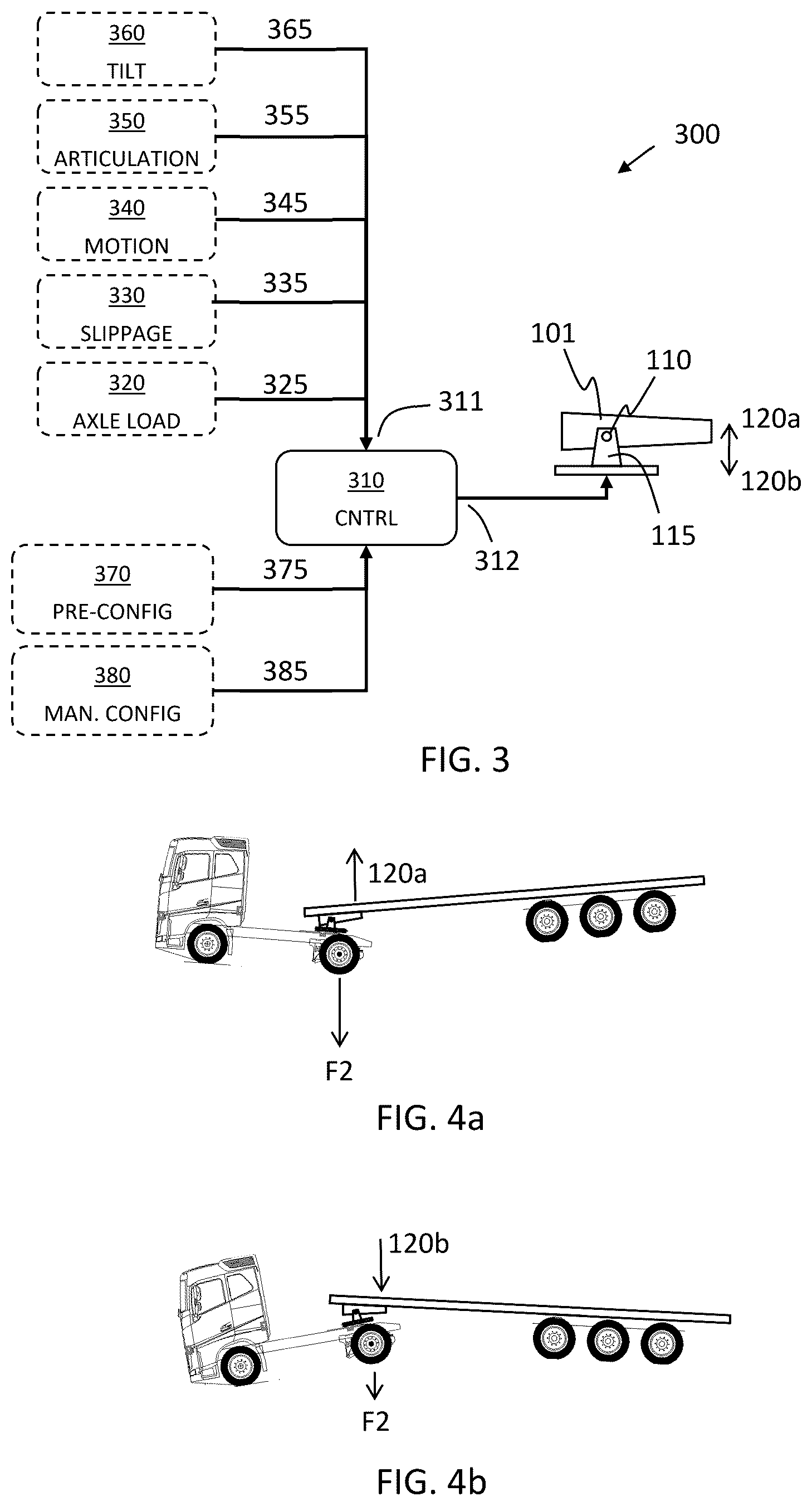 Patent US12304578 Figure 3 – Fifth wheel control arrangements for articulated vehicles